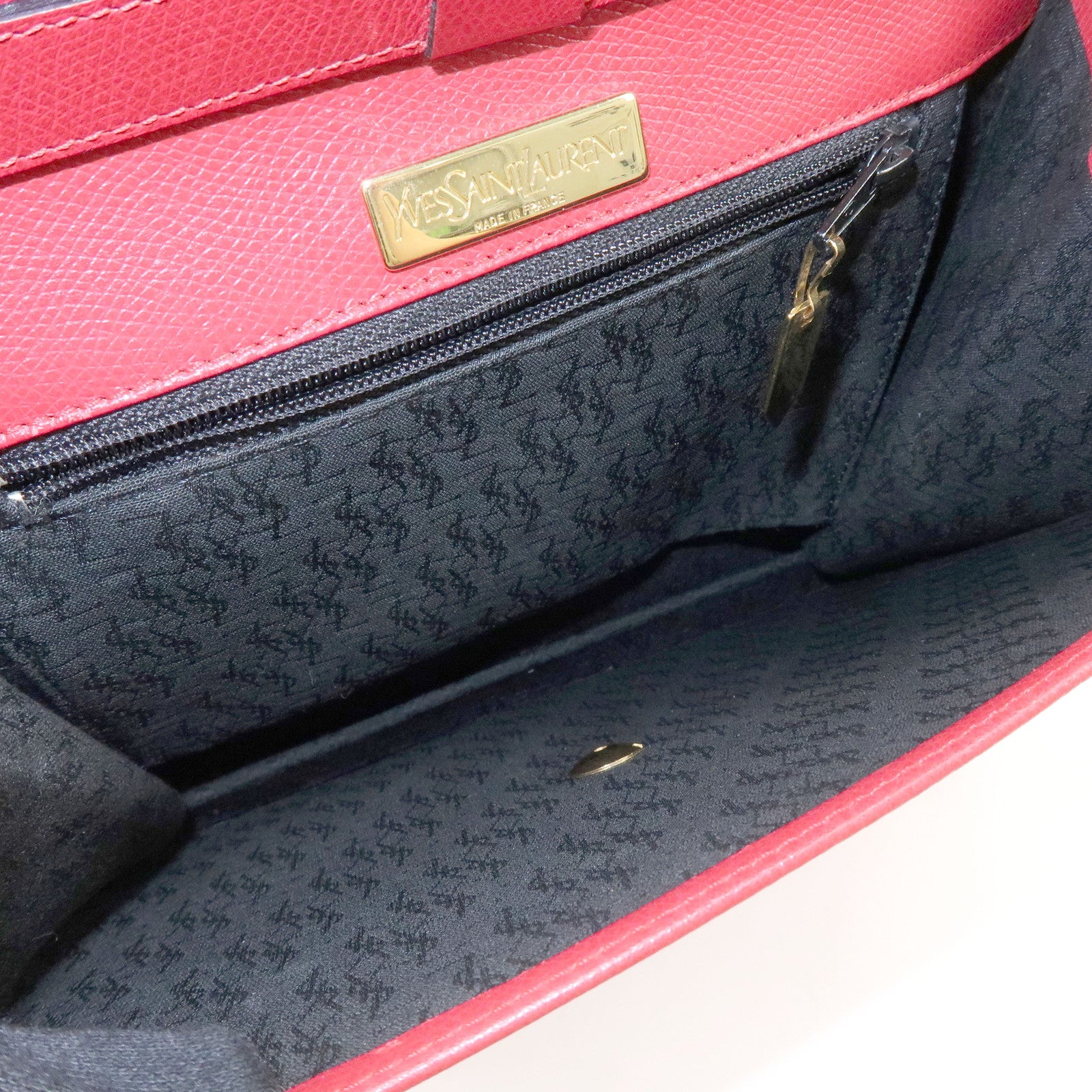 SAINT LAURENT PARIS Y-Line Leather Studs Shoulder Bag Crossbody Bag Red