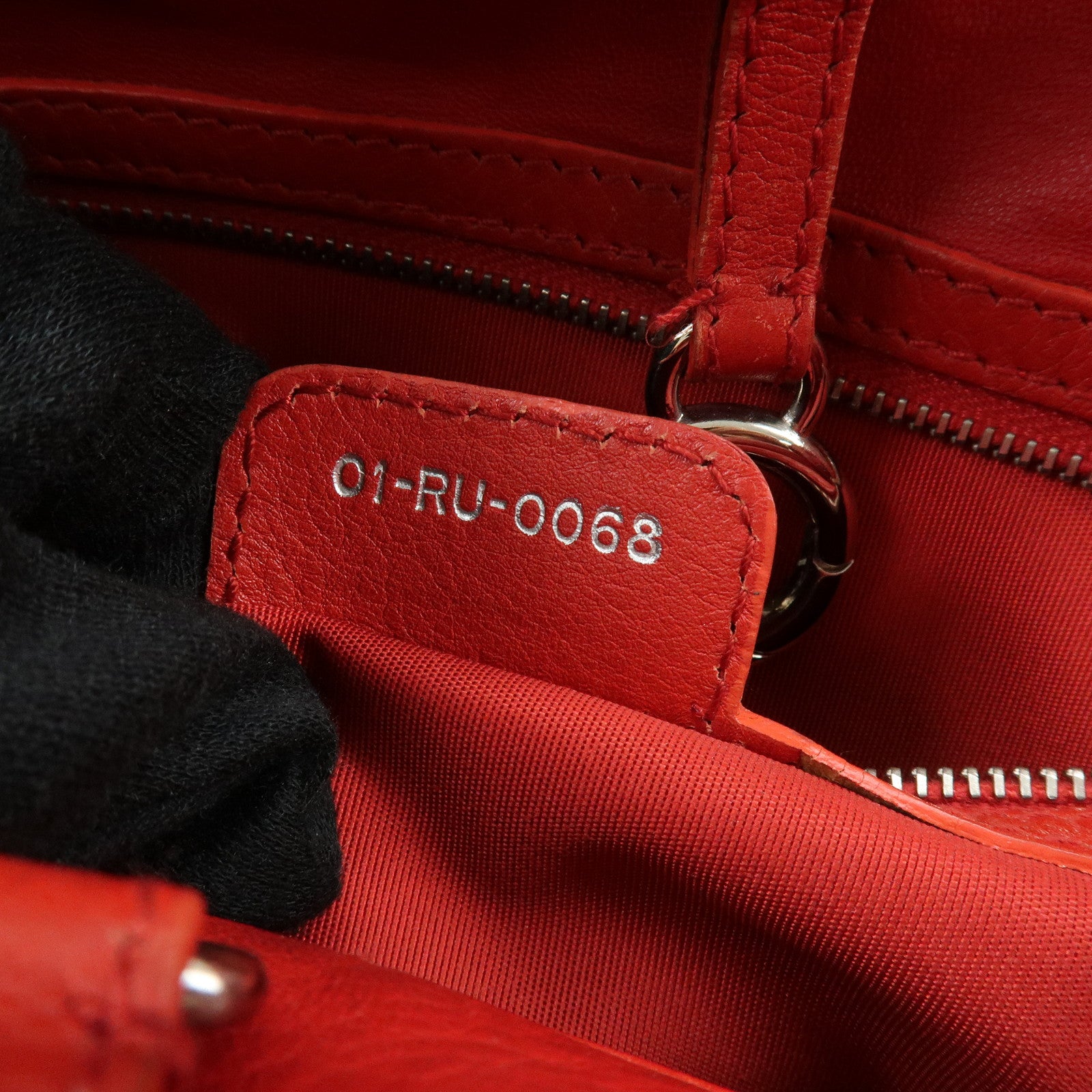 Christian Dior Leather Shoulder Bag Hand Bag D-charm Red