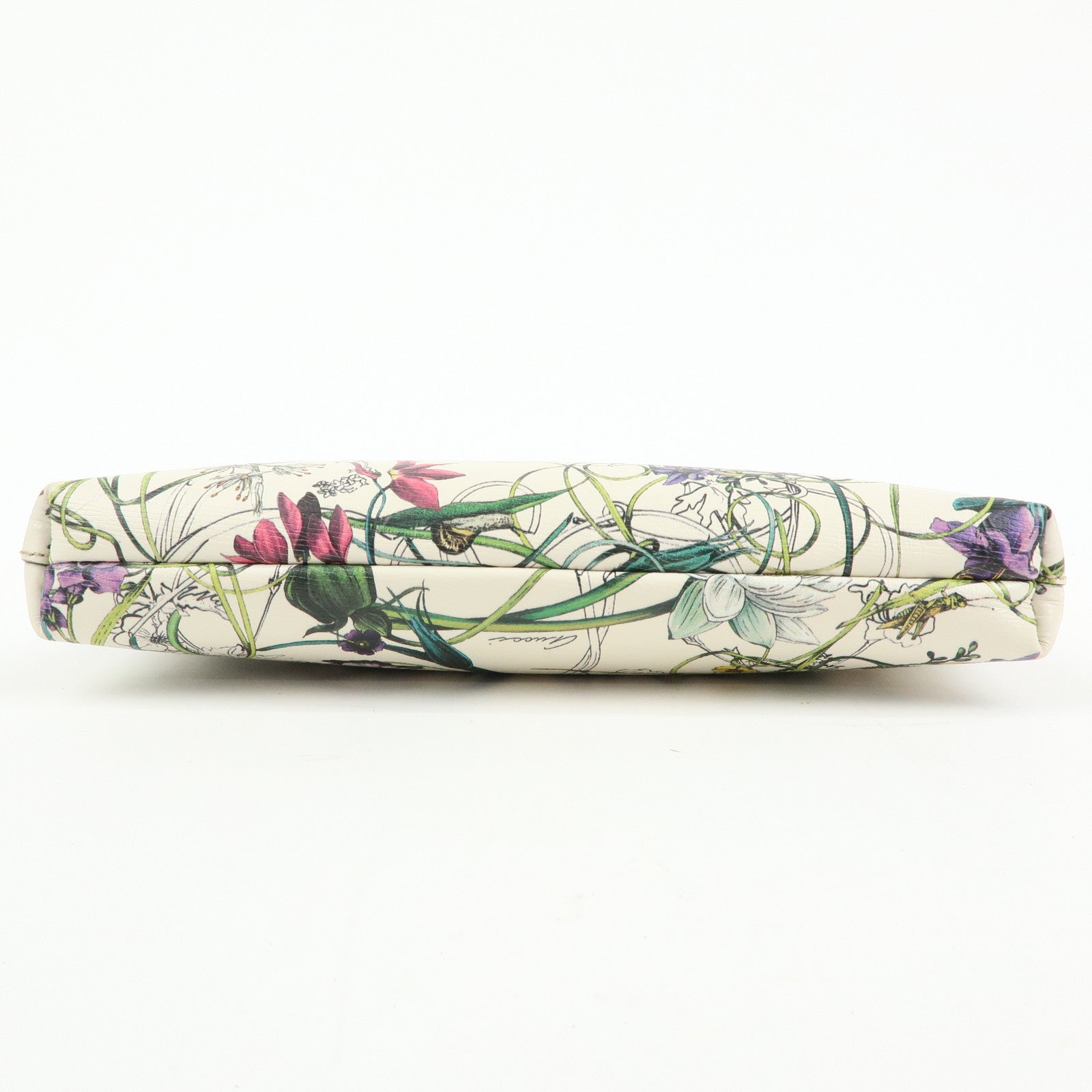 GUCCI Flora Bamboo Leather Cosmetic Accessory Pouch Ivory 338815