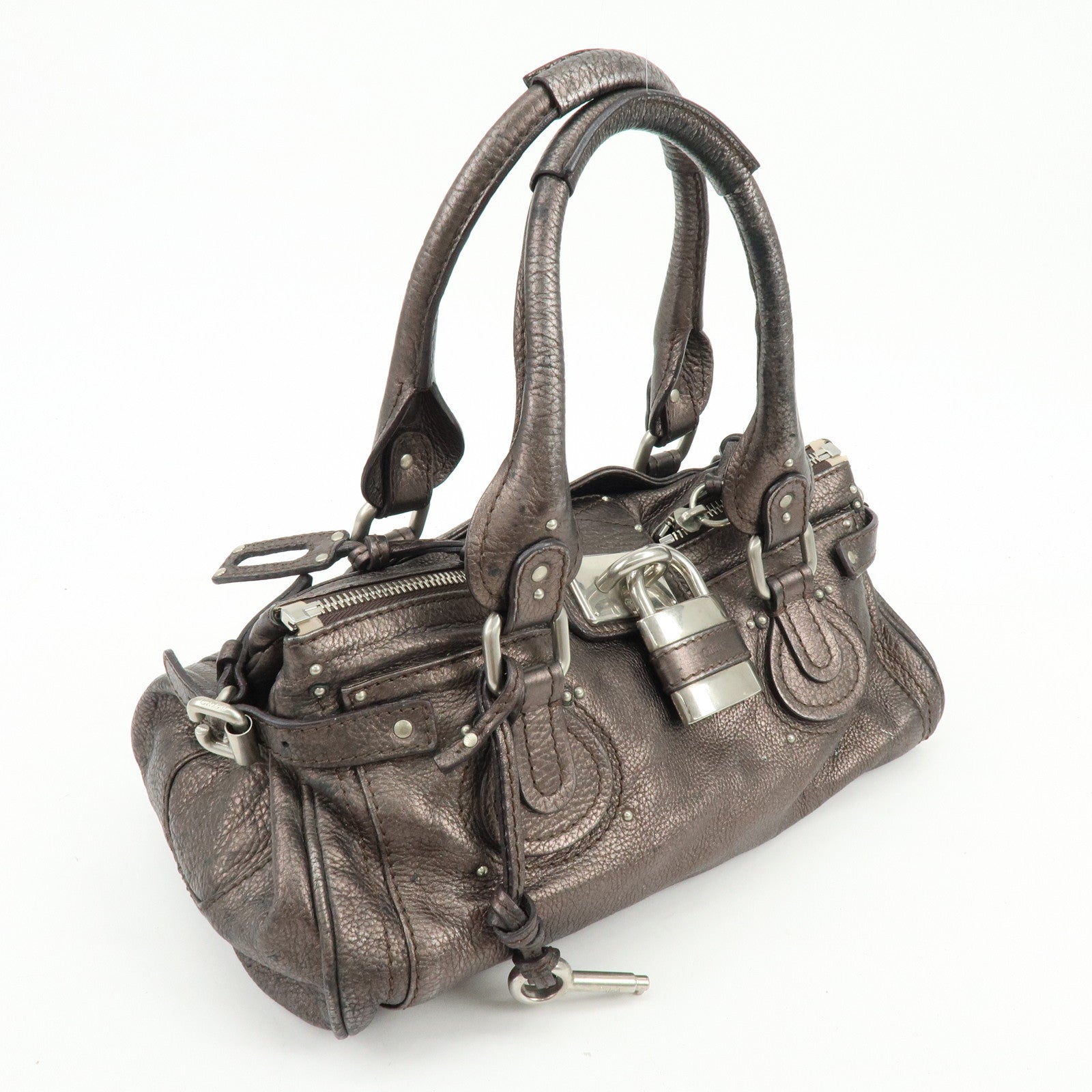 Chloe Paddington Leather Hand Bag Shoulder Bag Bronze