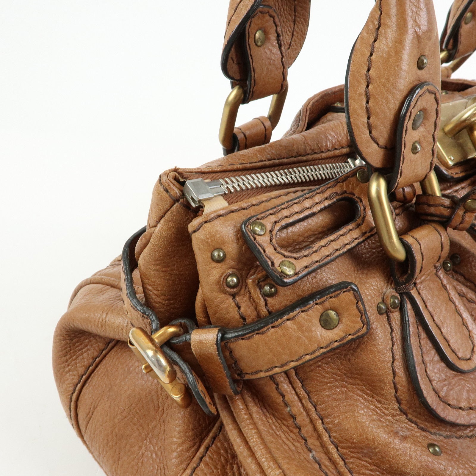 Chloe Paddington Medium Leather Hand Bag Shoulder Bag Brown