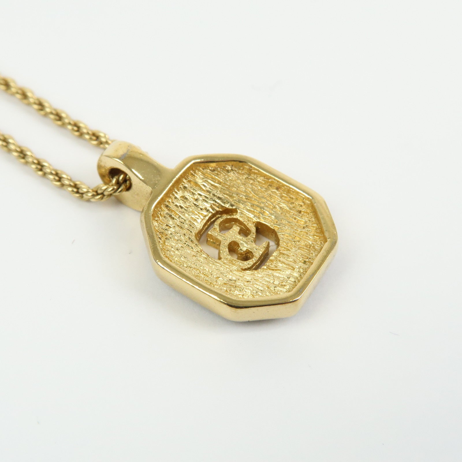 Christian Dior CD Logo Metal Rhinestone Necklace Choker Gold