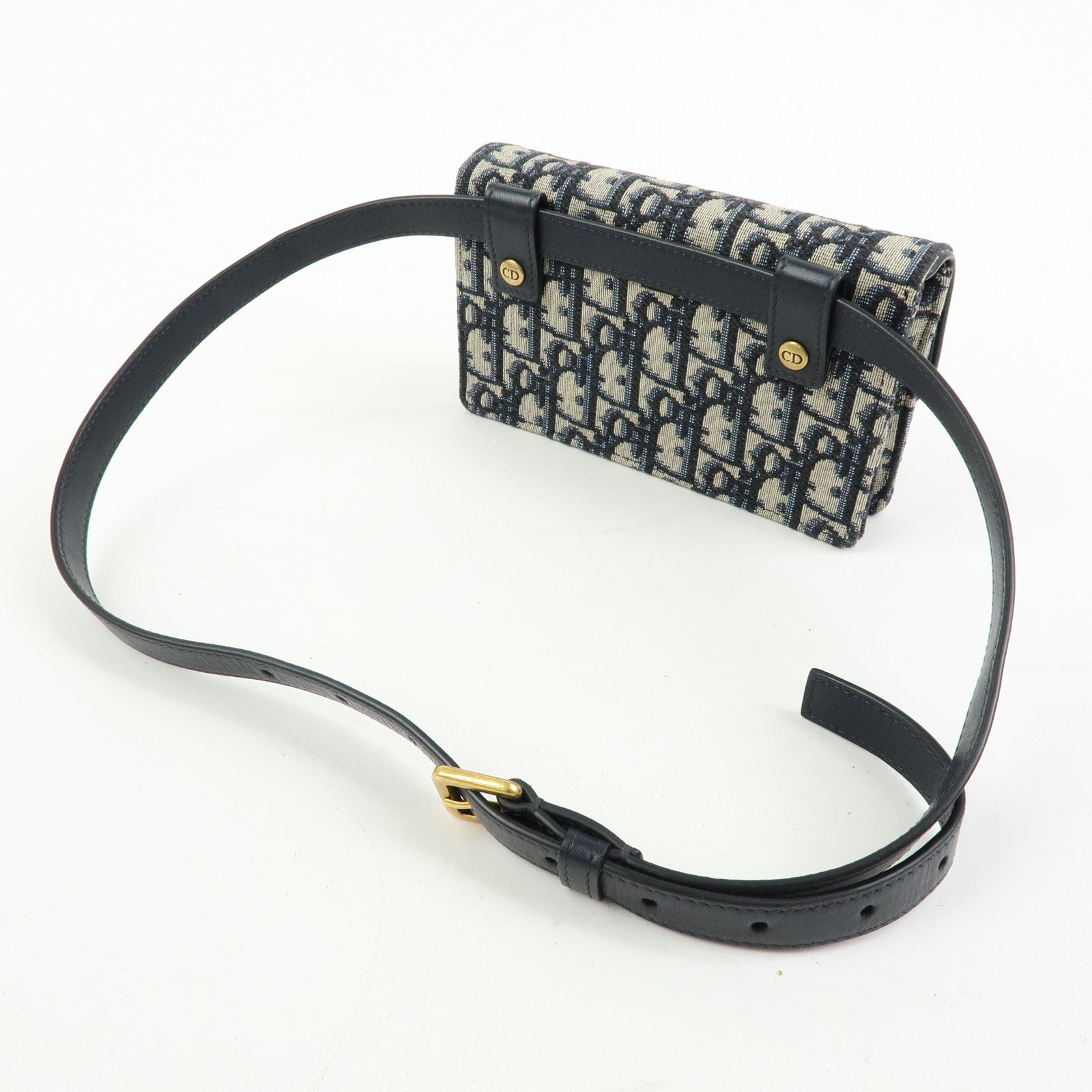 Christian Dior Saddle Trotter Canvas Waist Pouch Body Bag Navy