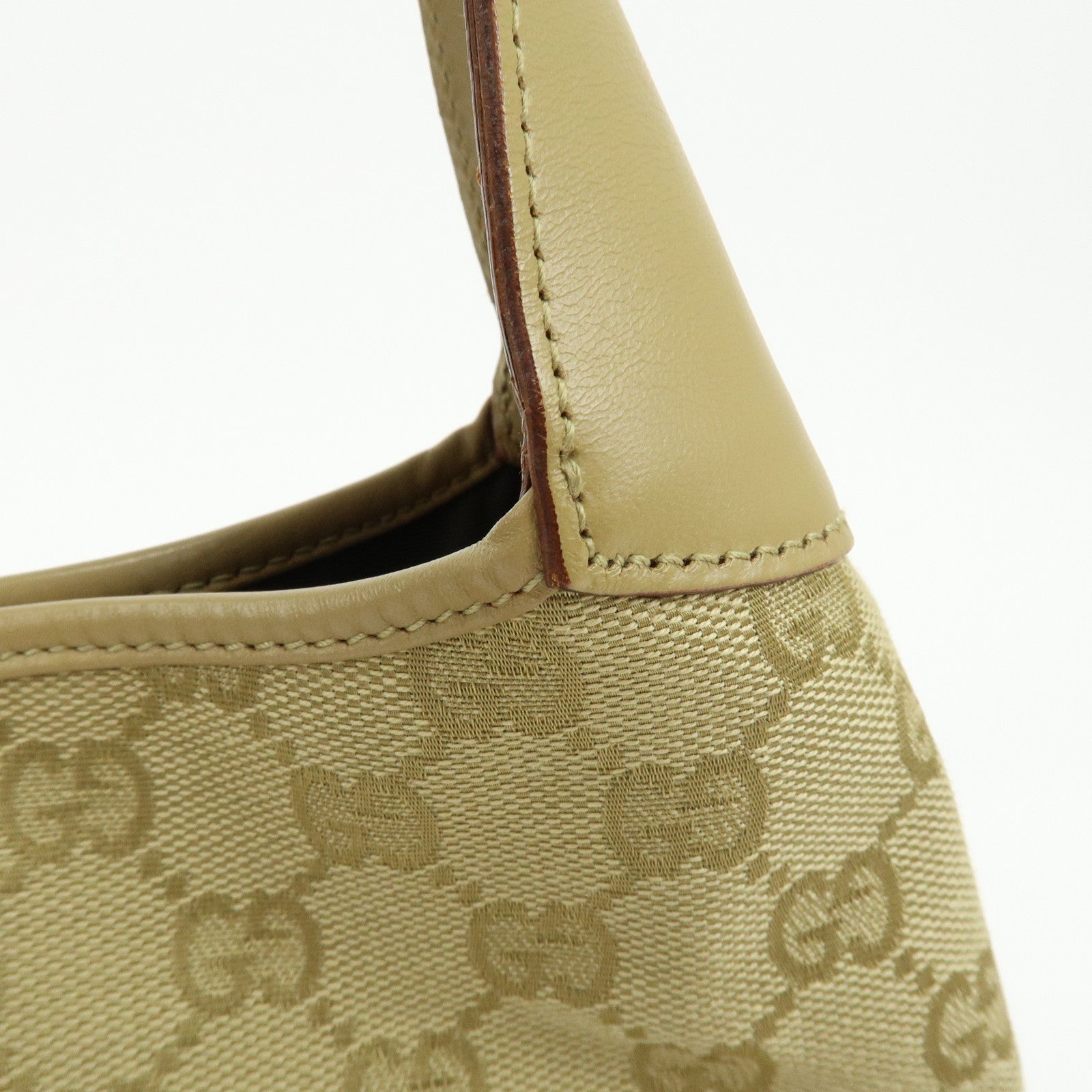 GUCCI Jackie Sherry GG Canvas Leather Shoulder Bag Beige 00963 001998