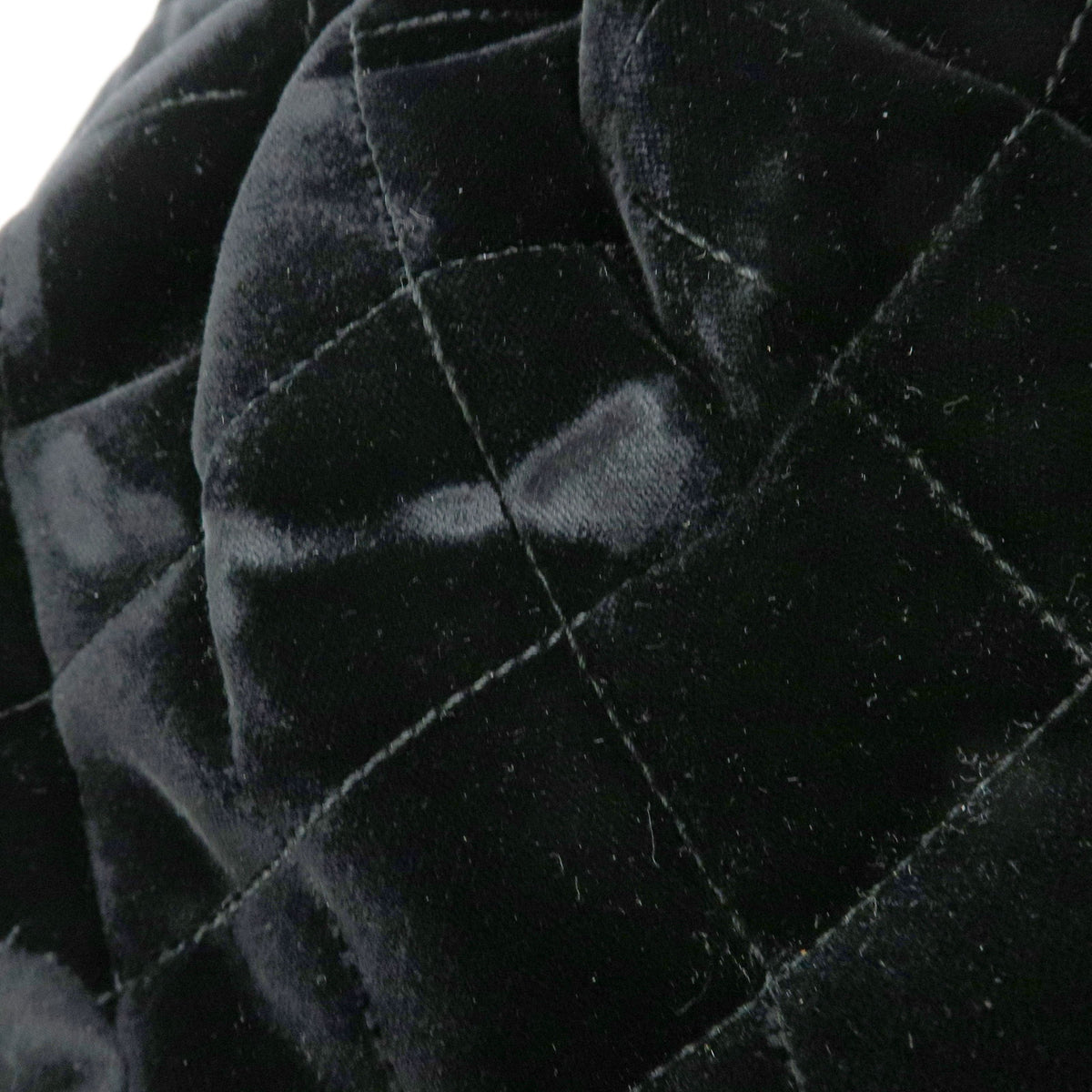 CHANEL Matelasse Velour Leather Ring Handle Hand Bag Black