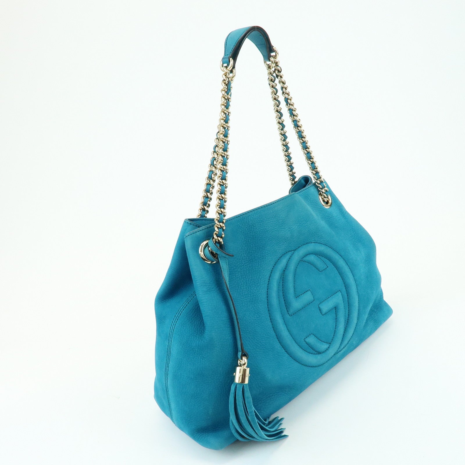 GUCCI SOHO Interlocking G Chain Shoulder Bag Blue 308982