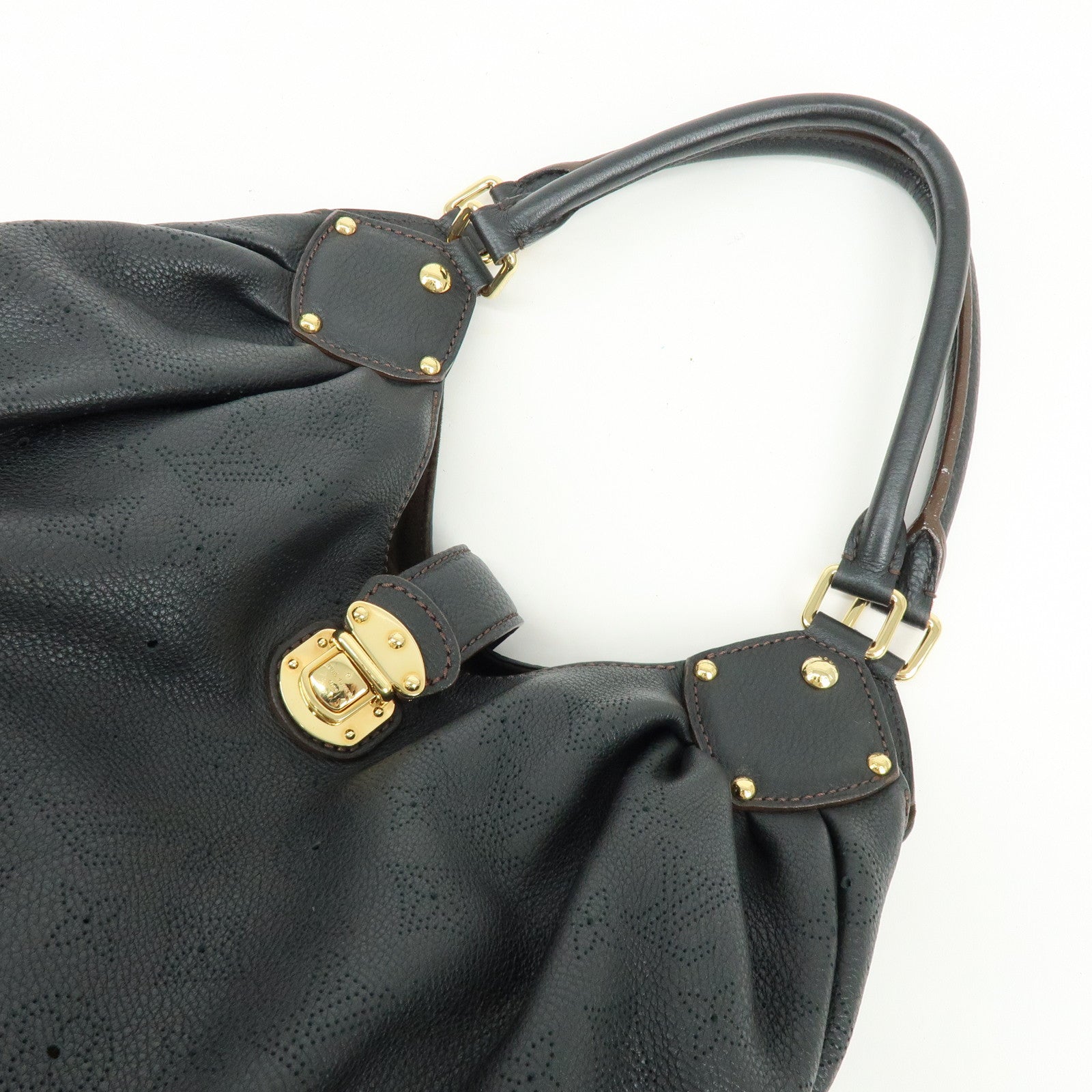 Louis Vuitton Monogram Mahina L Leather Shoulder Bag Noir Black M95765