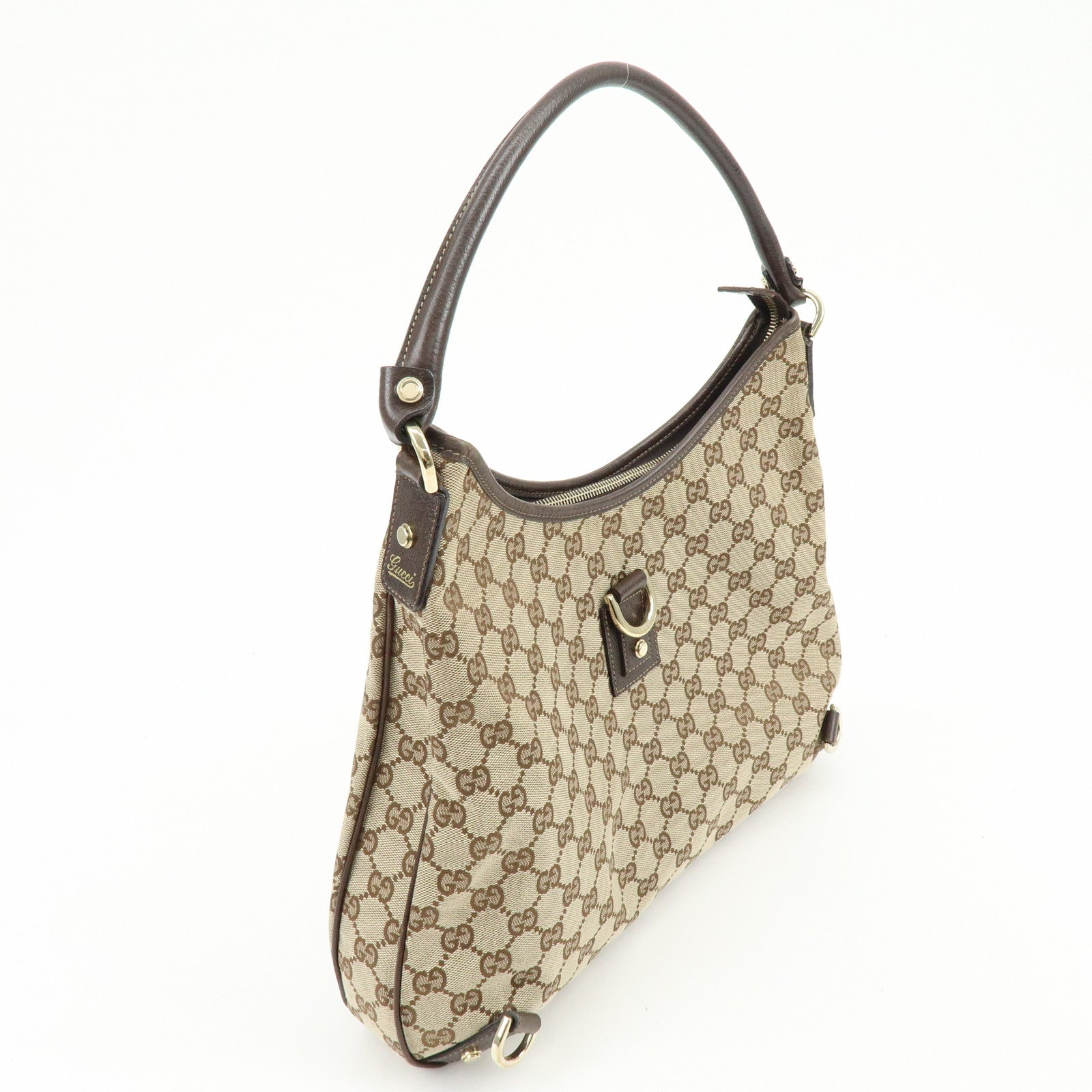GUCCI Abbey GG Canvas Leather Shoulder Bag Hand Bag Beige Brown 130737