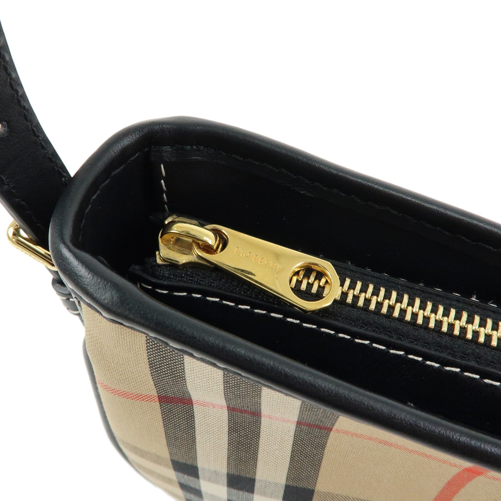 BURBERRY Nova Plaid Canvas Leather Shoulder Bag Hand Bag Brown Black