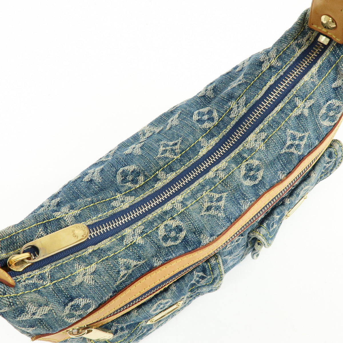 Louis Vuitton Monogram Denim Baggy PM 2Way Bag Shoulder Bag Blue M95049