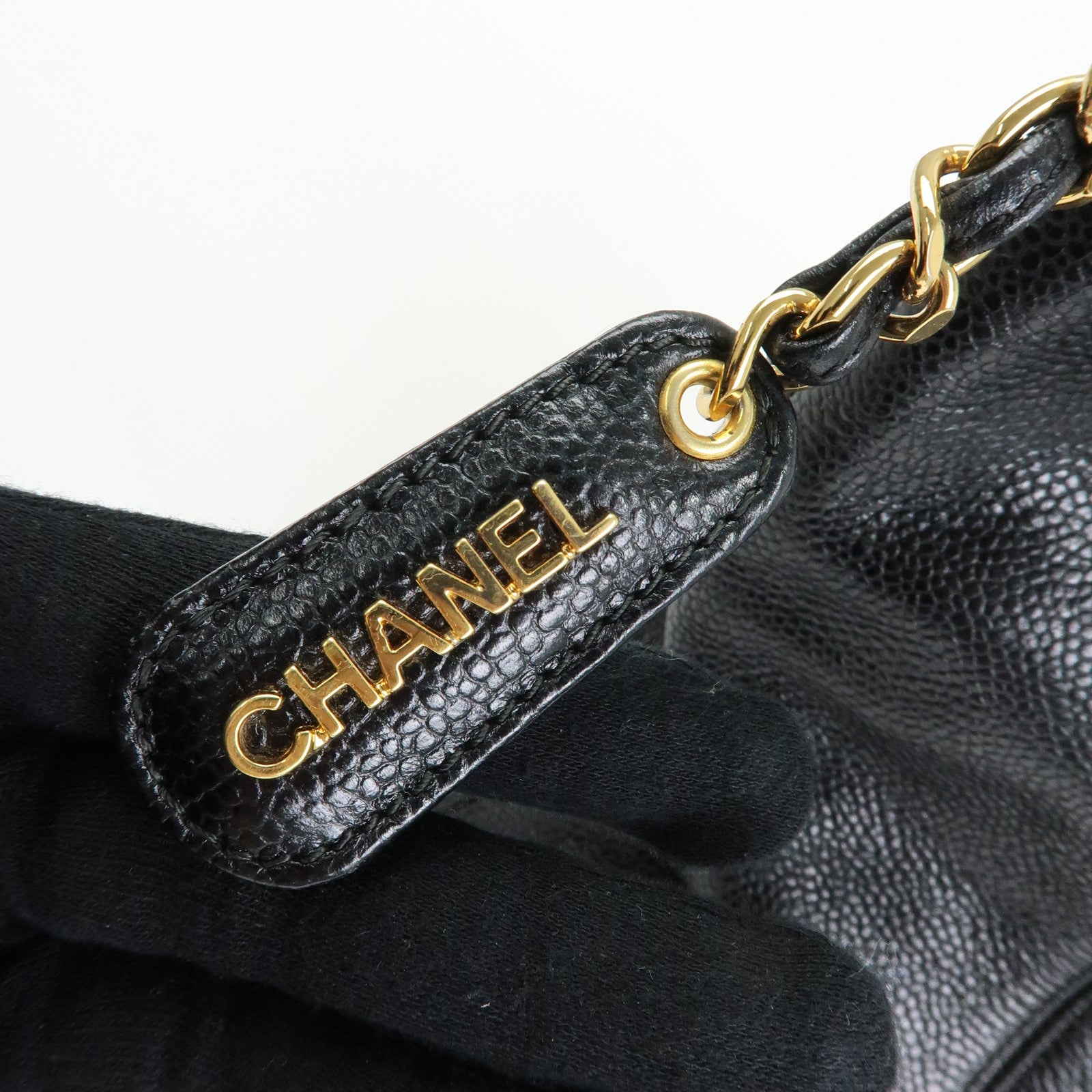 CHANEL COCO Mark Caviarskin Shoulder Bag Tote Bag Black