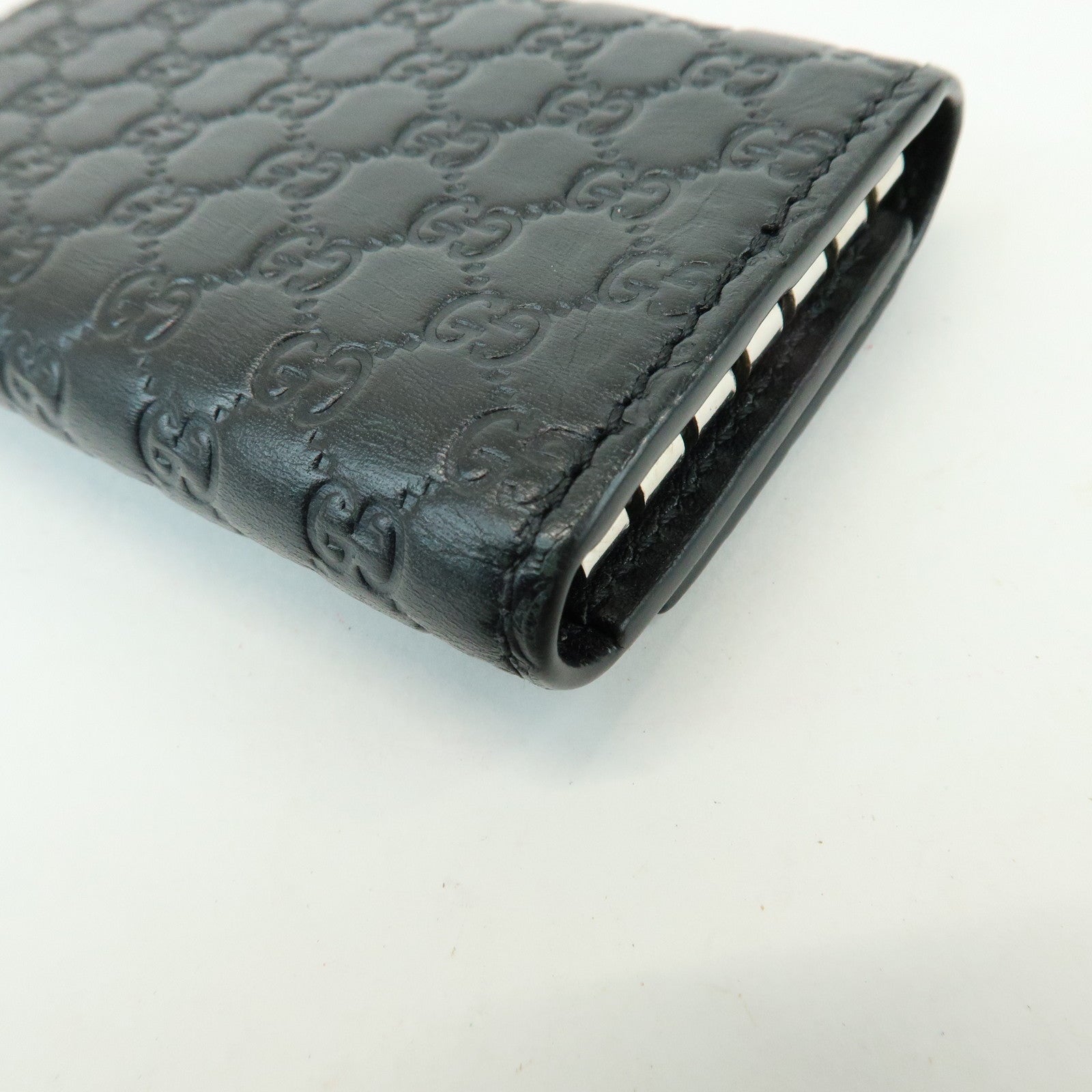 GUCCI Microguccissima Leather 6 Ring Key Case Key Holder Black