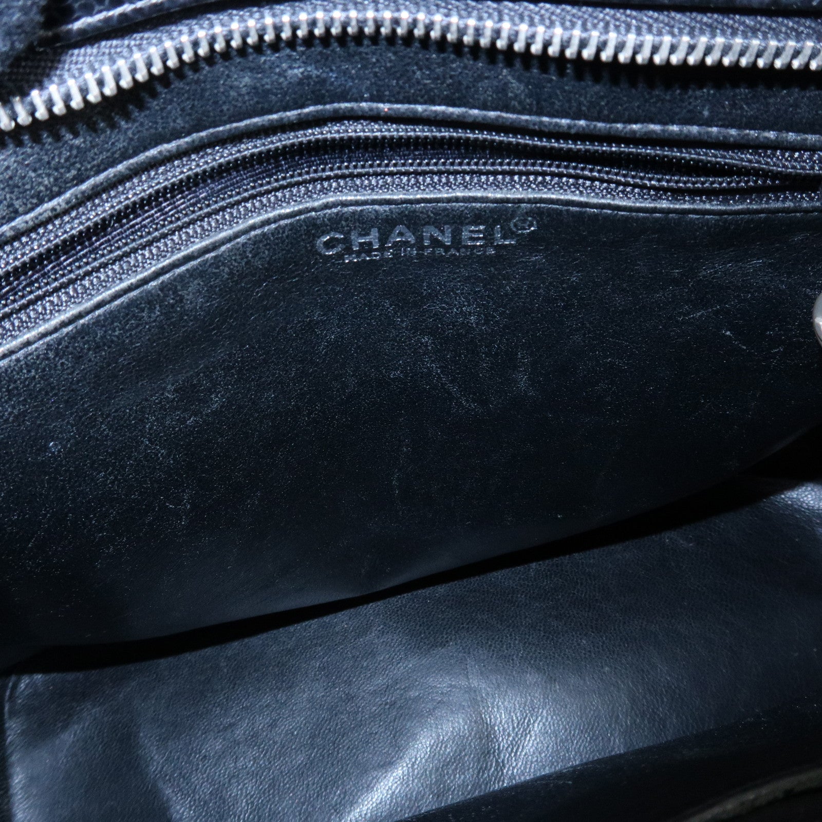CHANEL Matelasse COCO Mark Caviarskin Medallion Tote Bag Black A01804