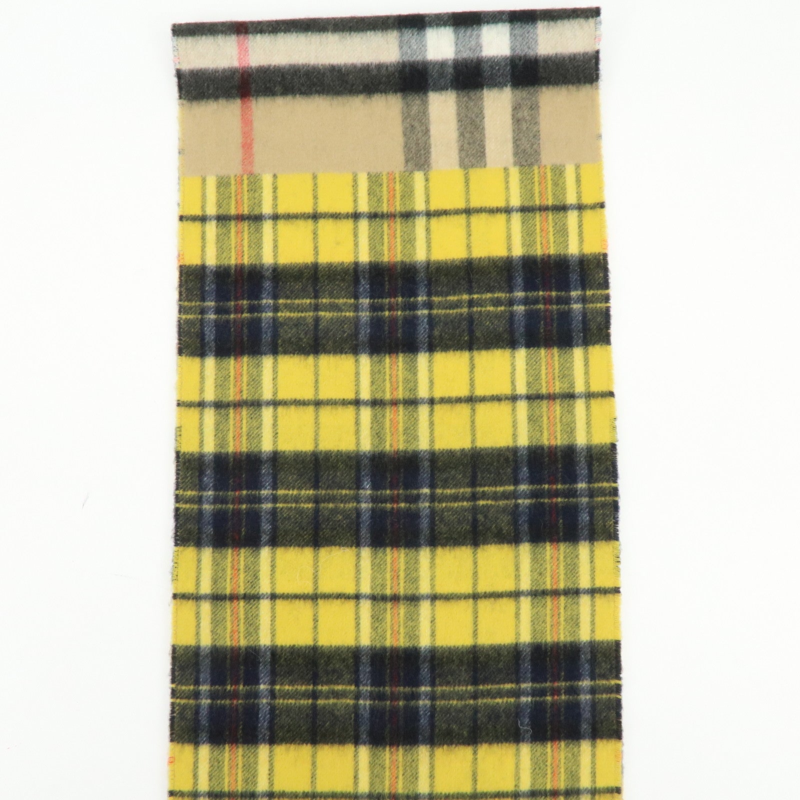 BURBERRY Nova Plaid Wool 100% Scarf Beige Yellow Navy Black Red