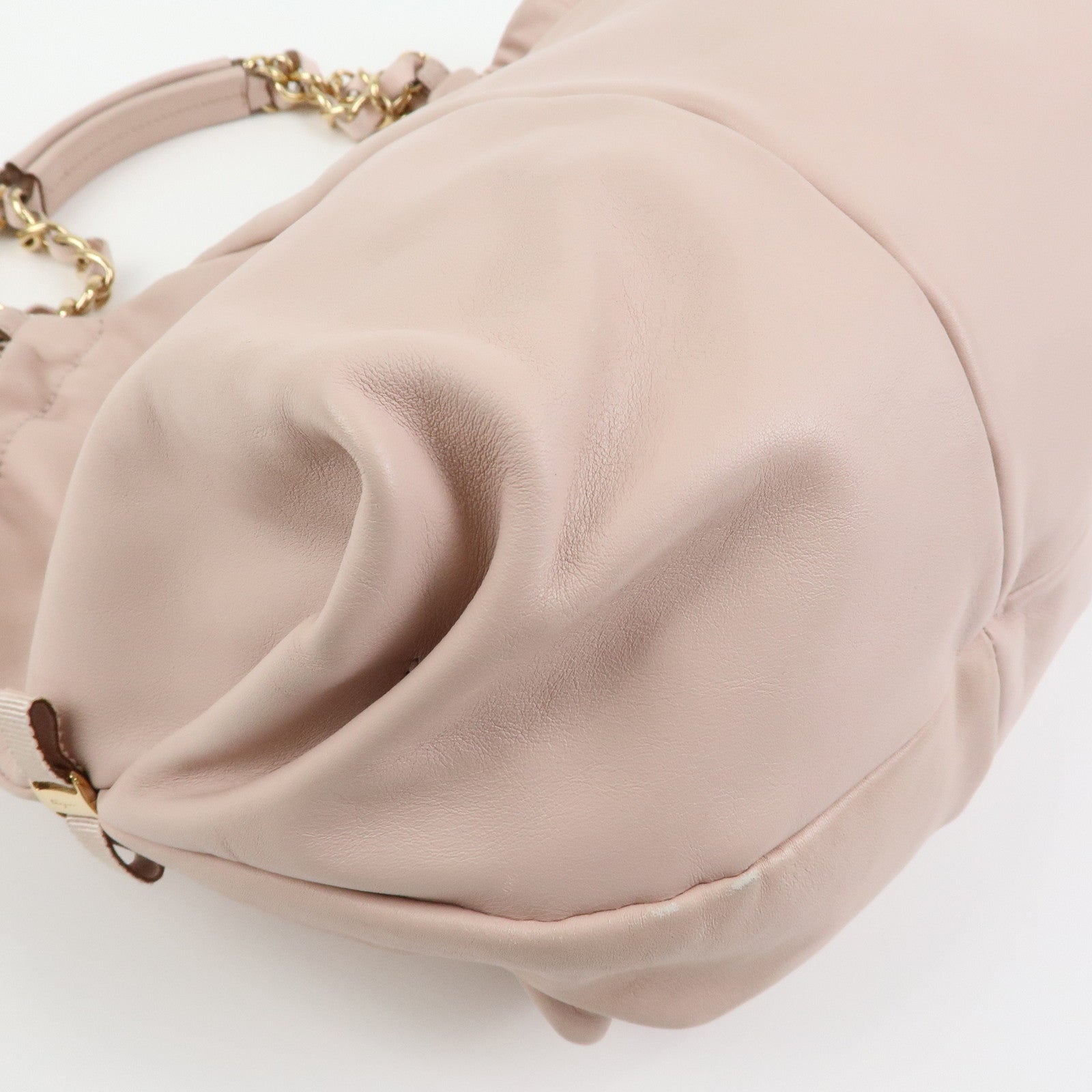 Ferragamo Vara Ribbon Leather Chain Shoulder Bag  Pink