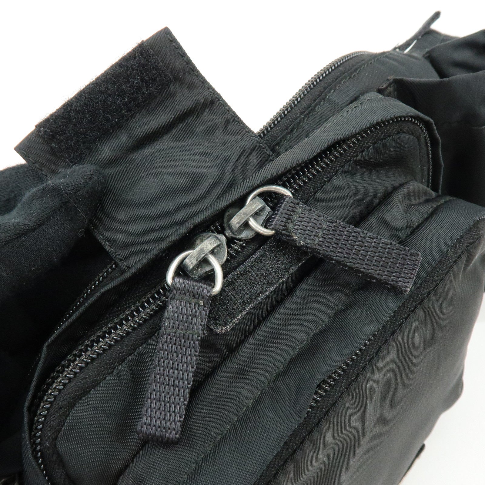 PRADA Triangle Logo Nylon Waist Bag Body Bag Black VA0056