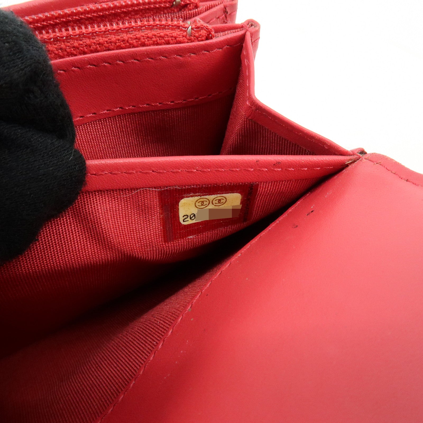 CHANEL COCO Mark Caviarskin Long Flap Wallet Red A50070