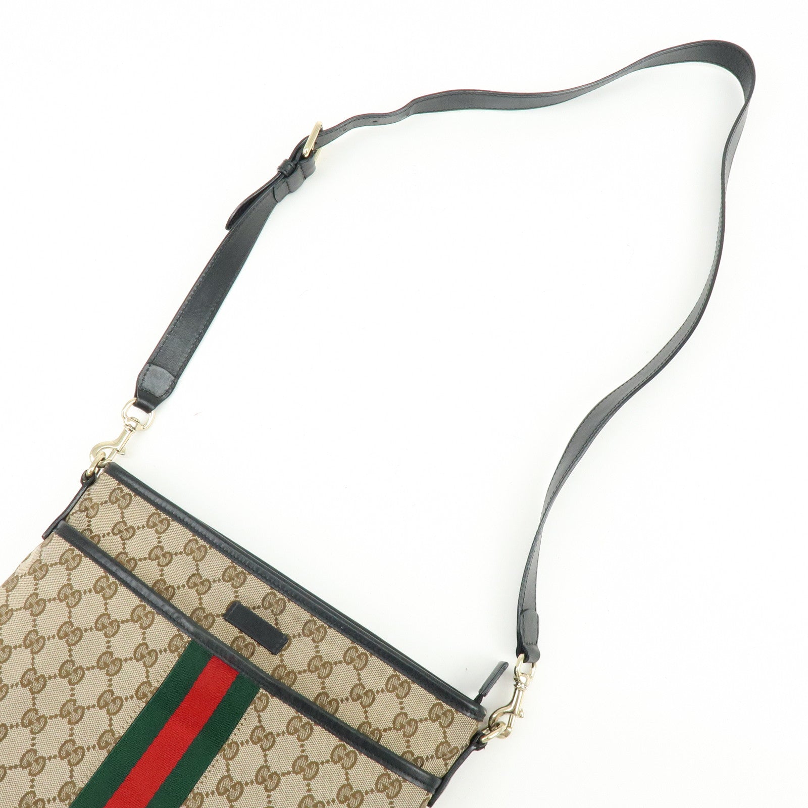 GUCCI Sherry GG Canvas Leather Shoulder Bag Crossbody Bag 388926