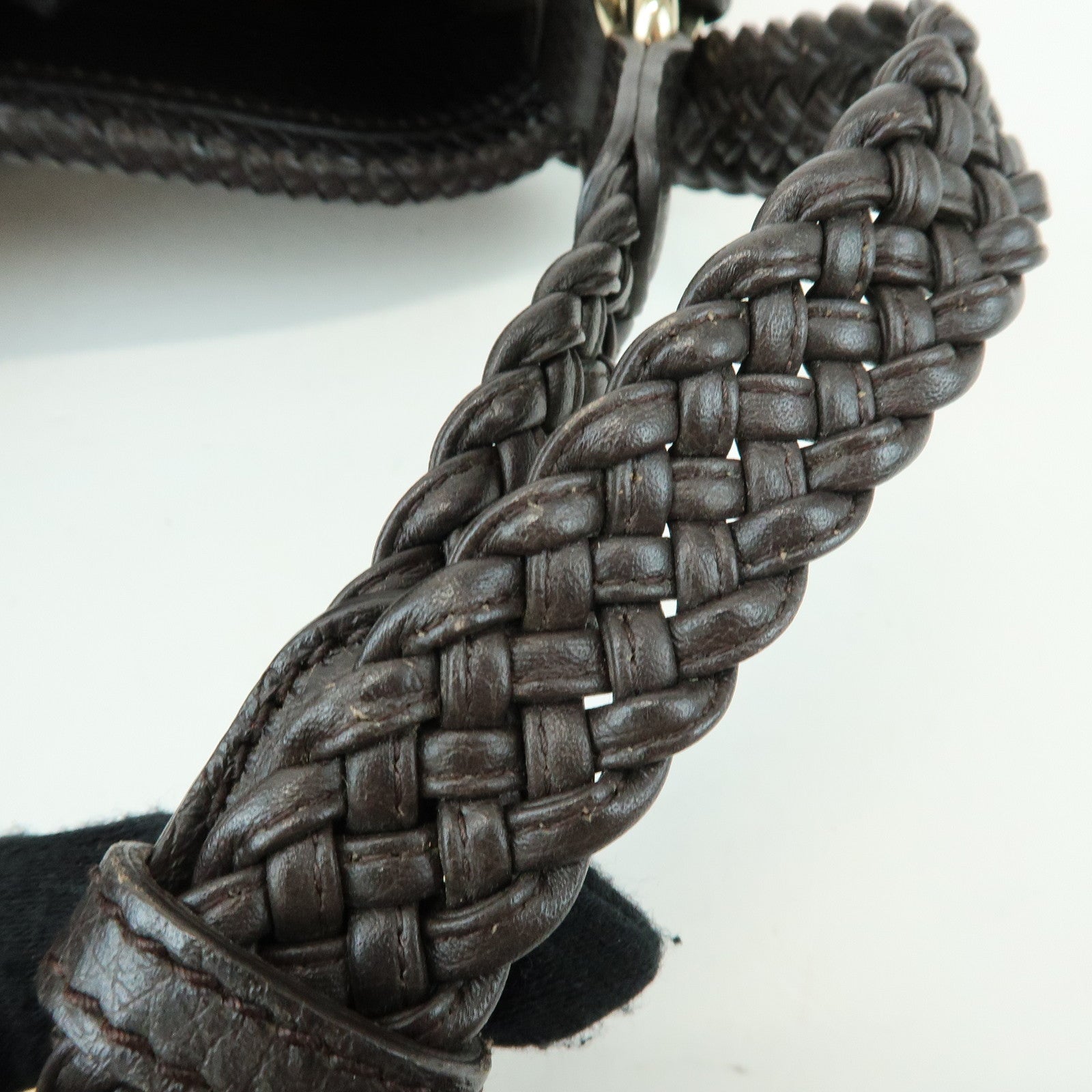 GUCCI GG Denim Leather Shoulder Bag Hand Bag Brown 336659