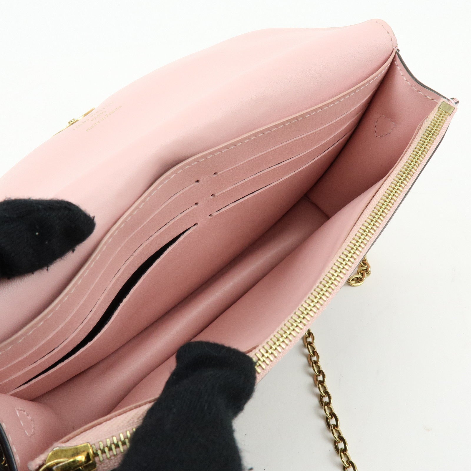 Louis Vuitton Monogram Portefeuille Flore Chain Wallet Pink M67405