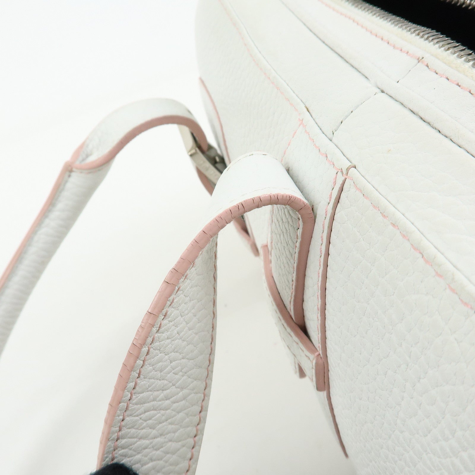 LOEWE Senda Leather Boston Bag Hand Bag White