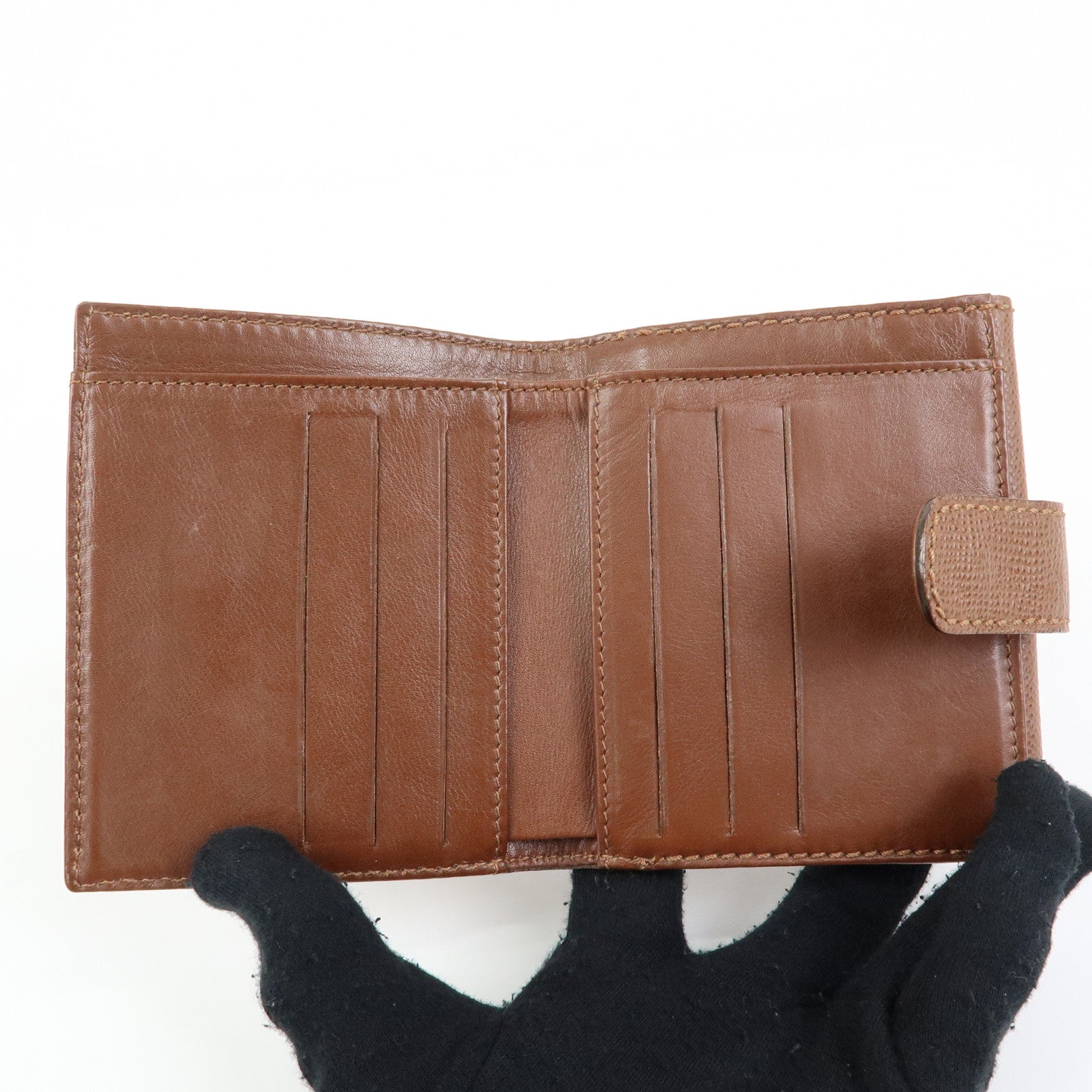 CHANEL COCO Mark Leather Bi-fold Compact Wallet Brown Gold