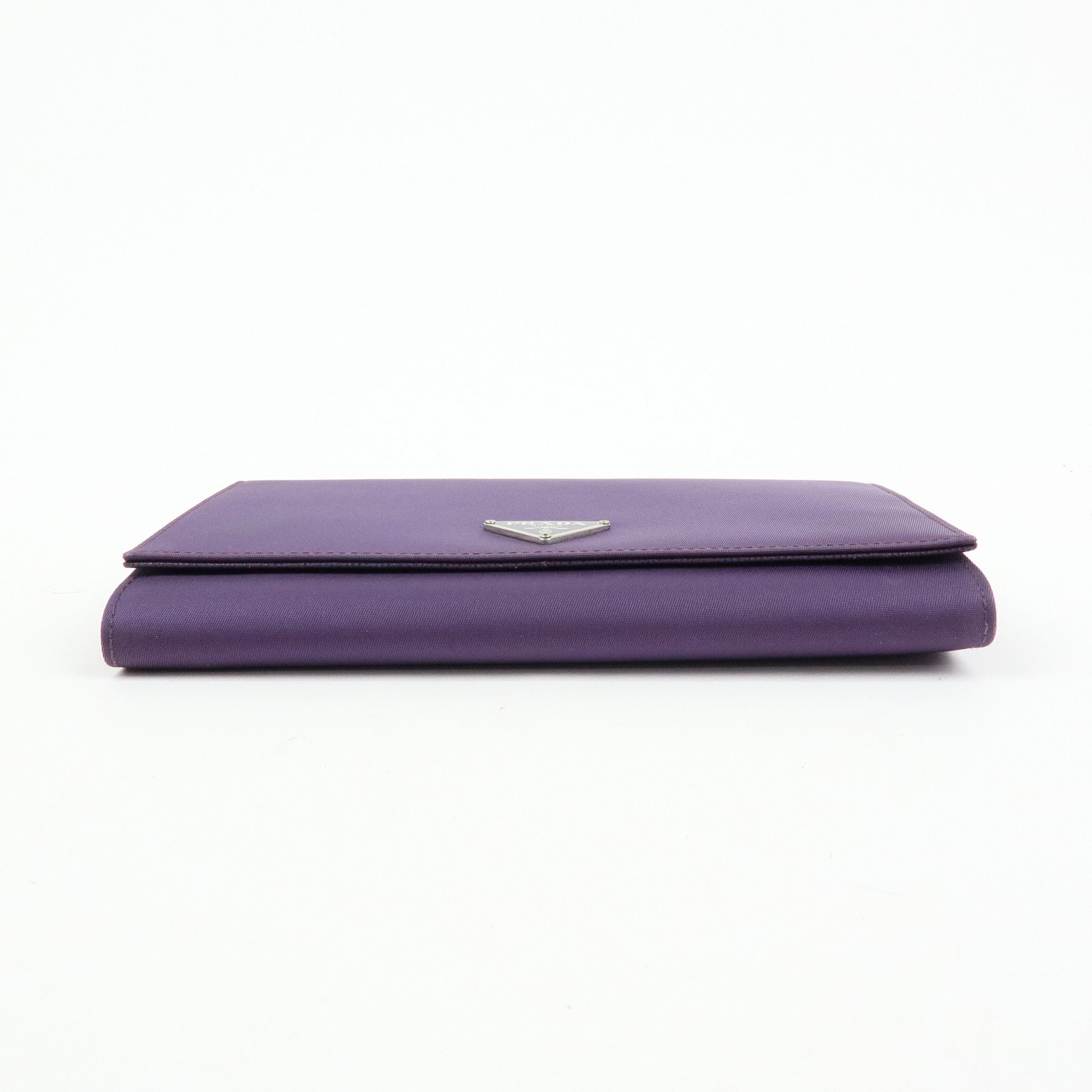 PRADA Triangle Logo Nylon Saffiano Leather Long Wallet Purple M608