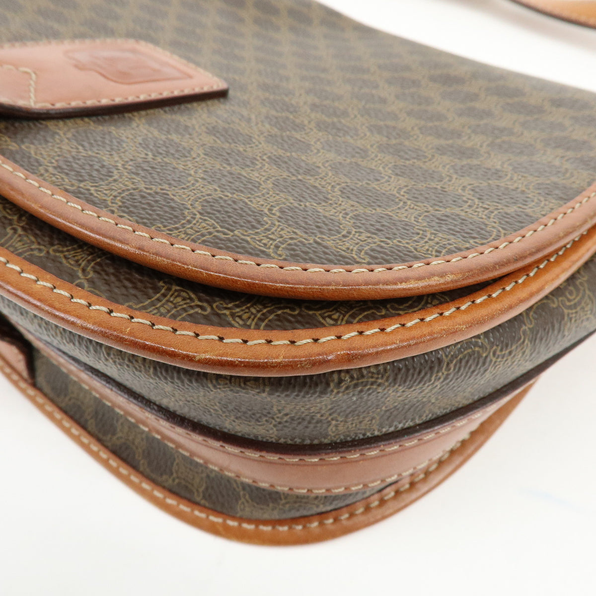 CELINE Macadam Canvas Leather Shoulder Bag Crossbody Bag Brown