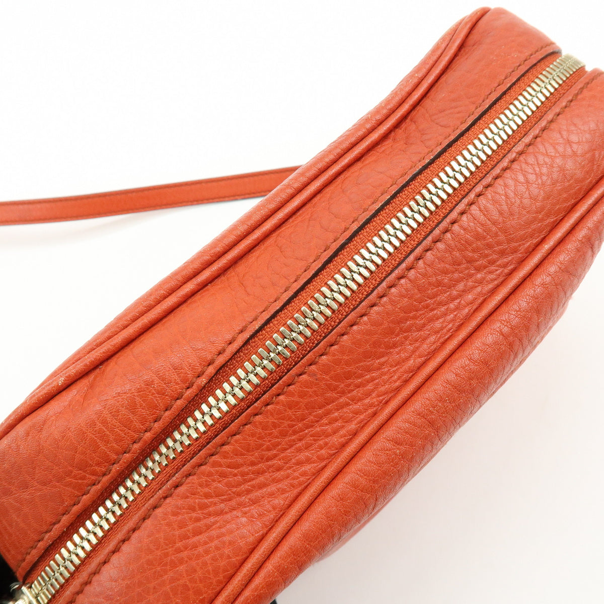 GUCCI SOHO Interlocking G Leather Chain Shoulder Bag Orange 308364