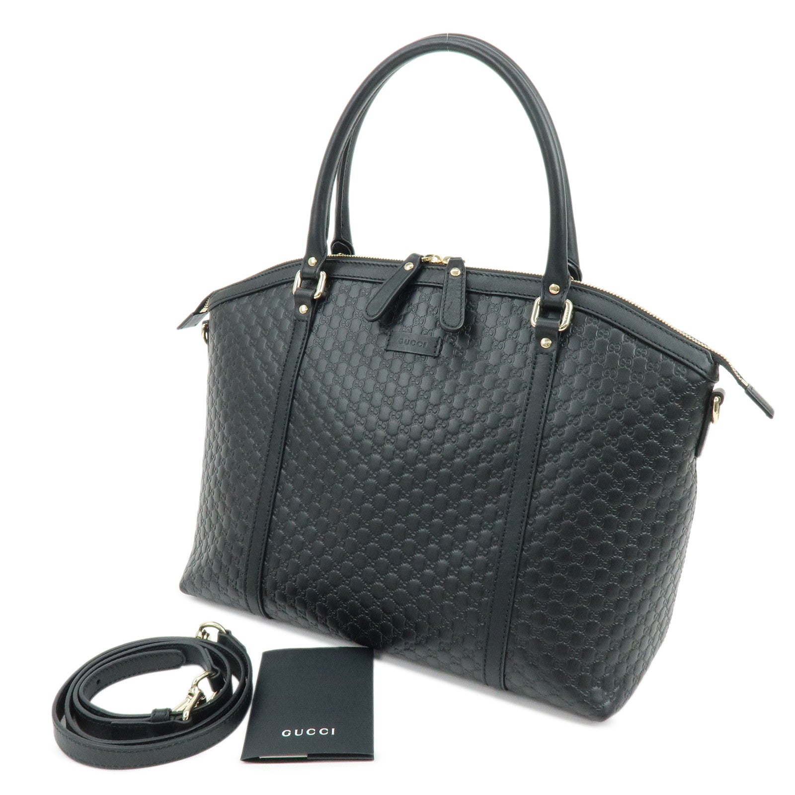 GUCCI Microguccissima Leather 2Way Bag Hand Bag Black 449657