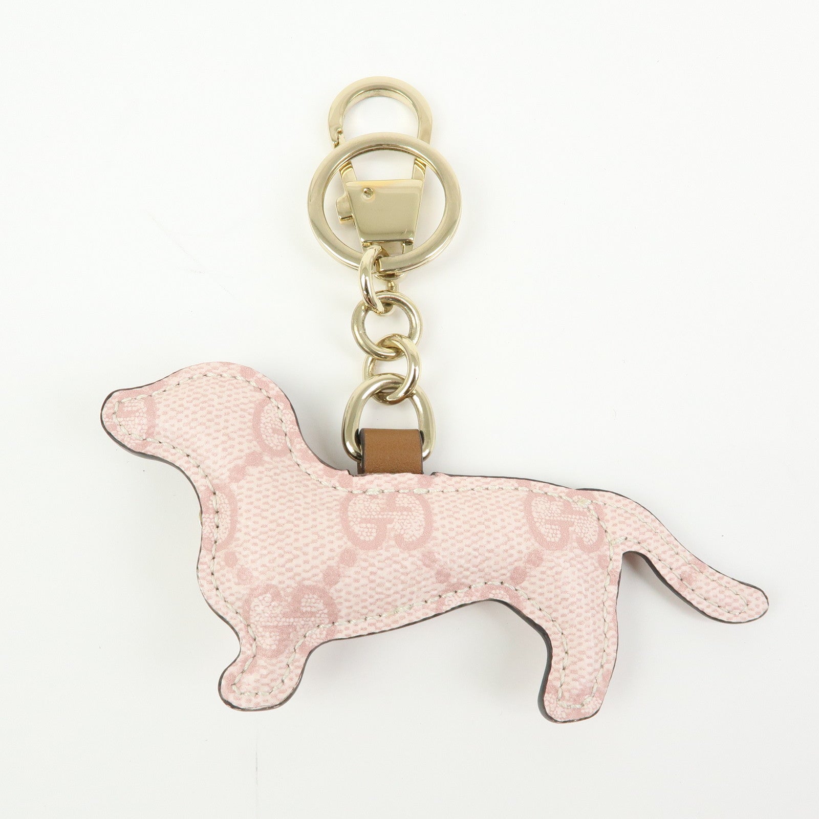 GUCCI Interlocking G Dog GG Supreme Leather Bag Charm Key Chain