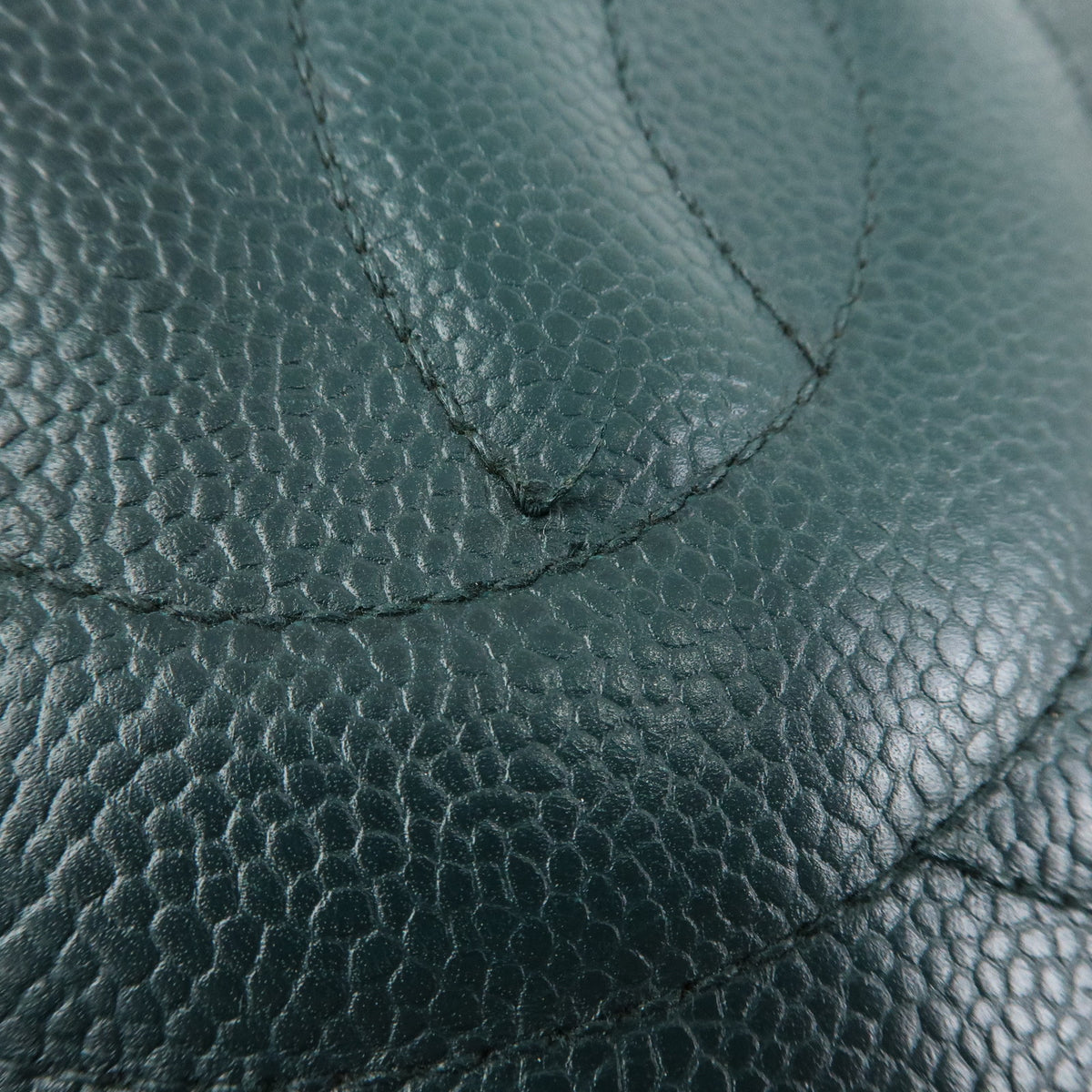 CHANELCOCO Mark Caviarskin Chain Shoulder Bag Tote Bag Dark Green