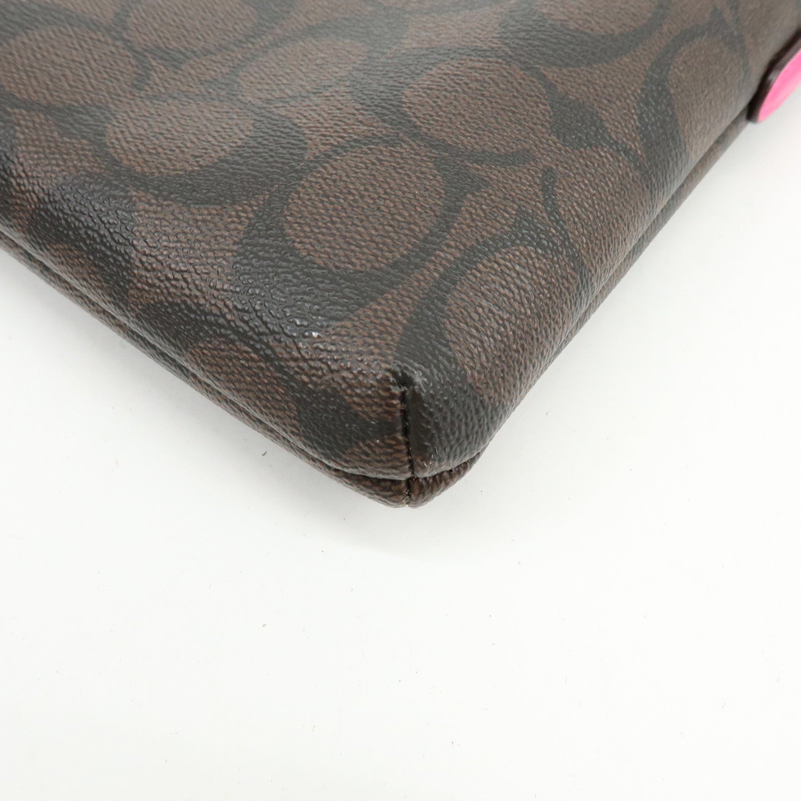 COACH Signature PVC Leather Shoulder Bag Crossbody Bag Brown Pink