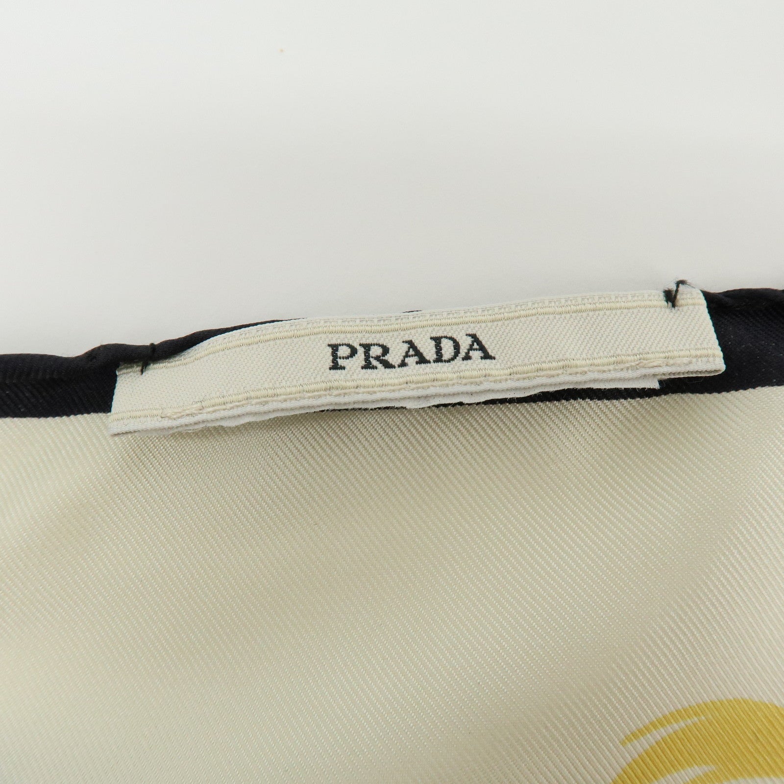 PRADA Silk Townscape Print Scarf Shawl White Black Red Yellow
