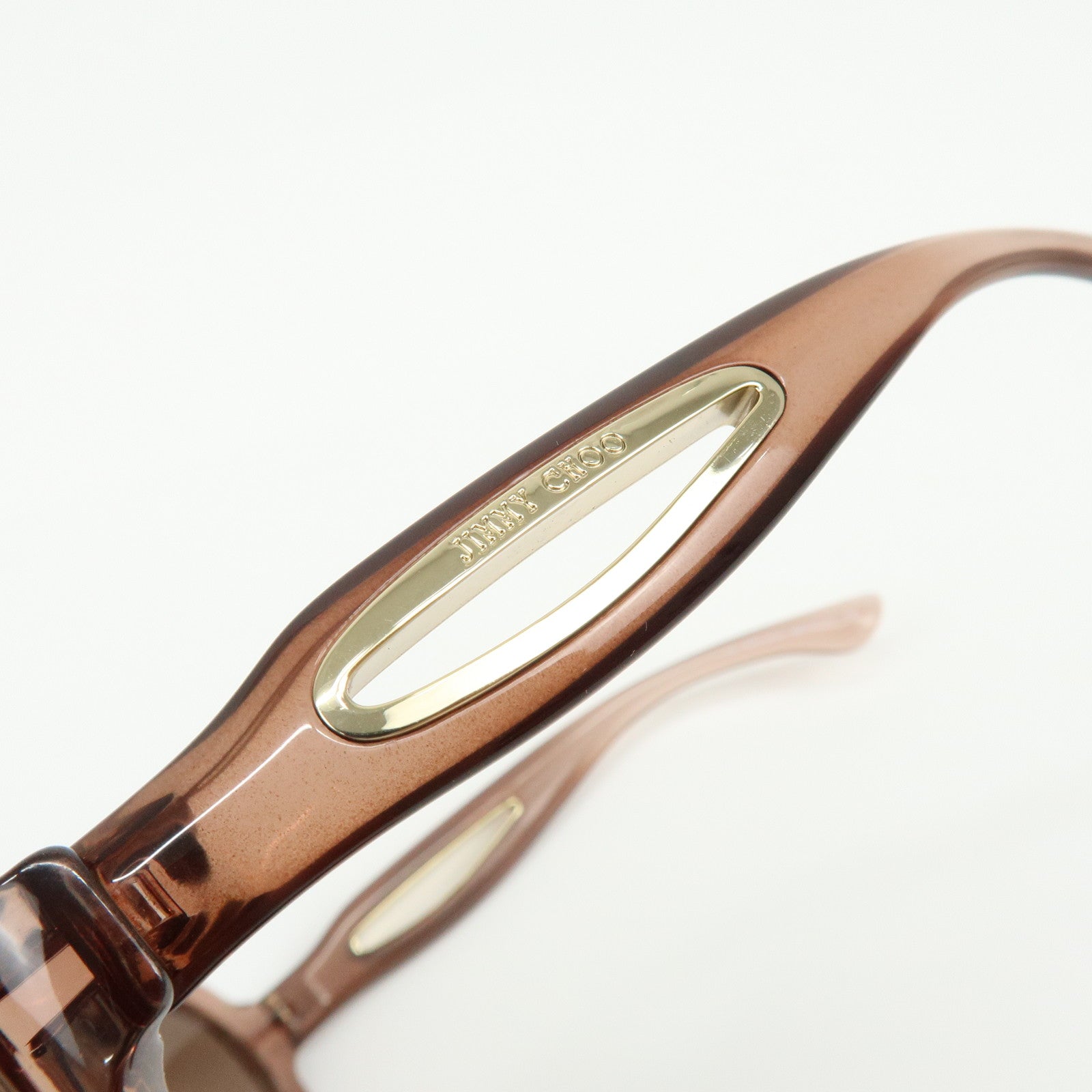 JIMMY CHOO Plastic Oval Cat Eye Sunglasses Transparent Brown