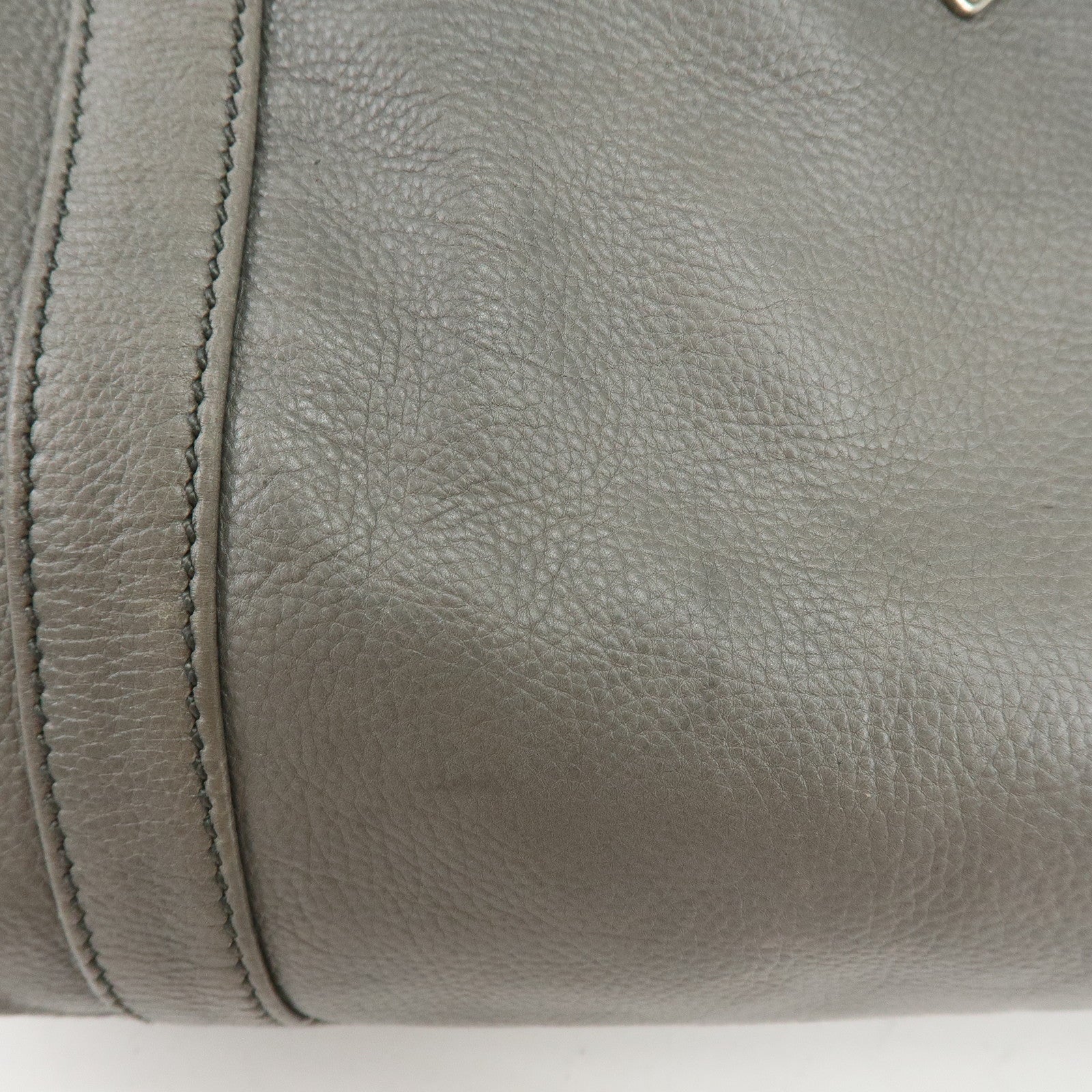 PRADA Triangle Logo Leather Boston Bag Shoulder Bag Gray BR2630