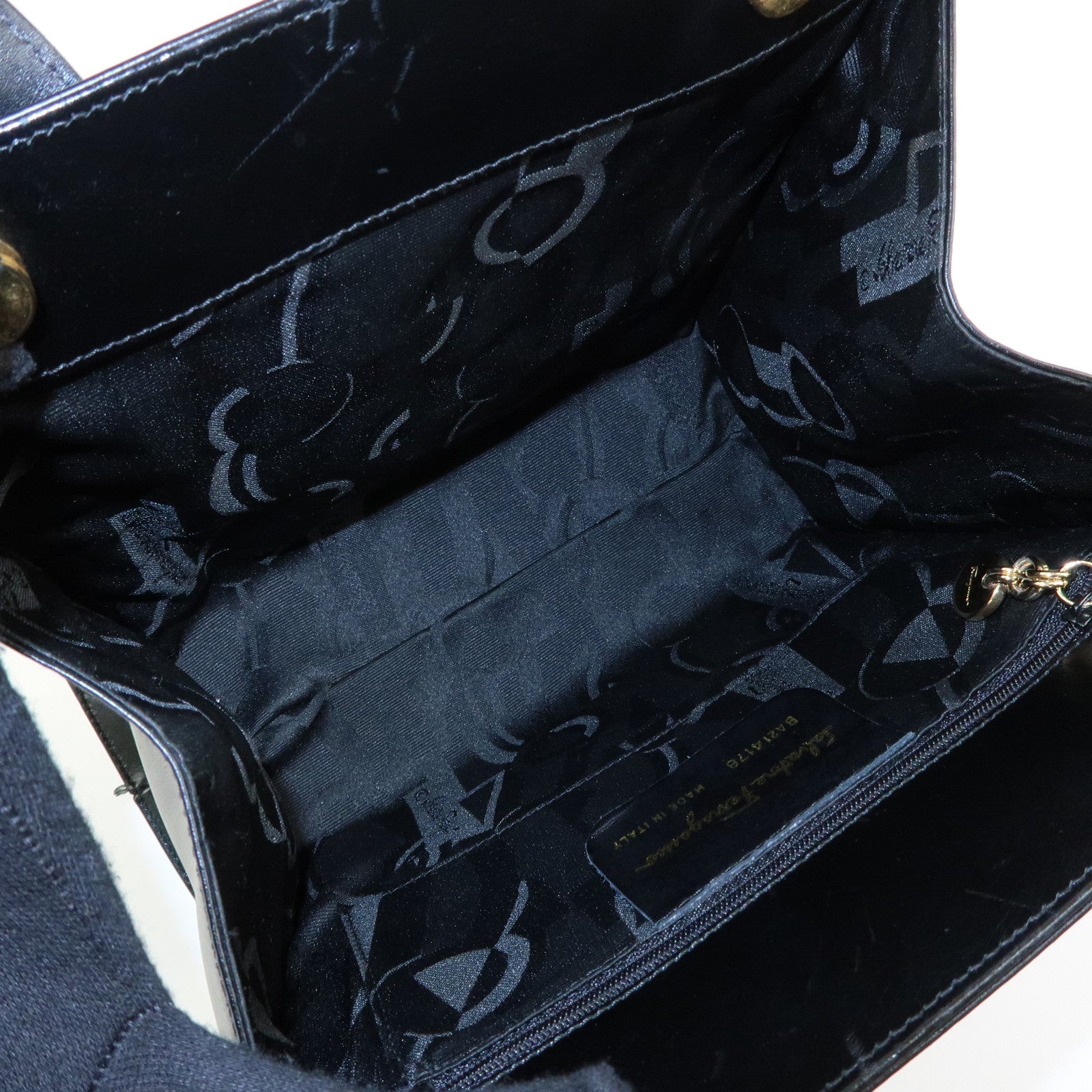 Ferragamo Vara Ribbon Leather 2Way Bag Hand Bag Black
