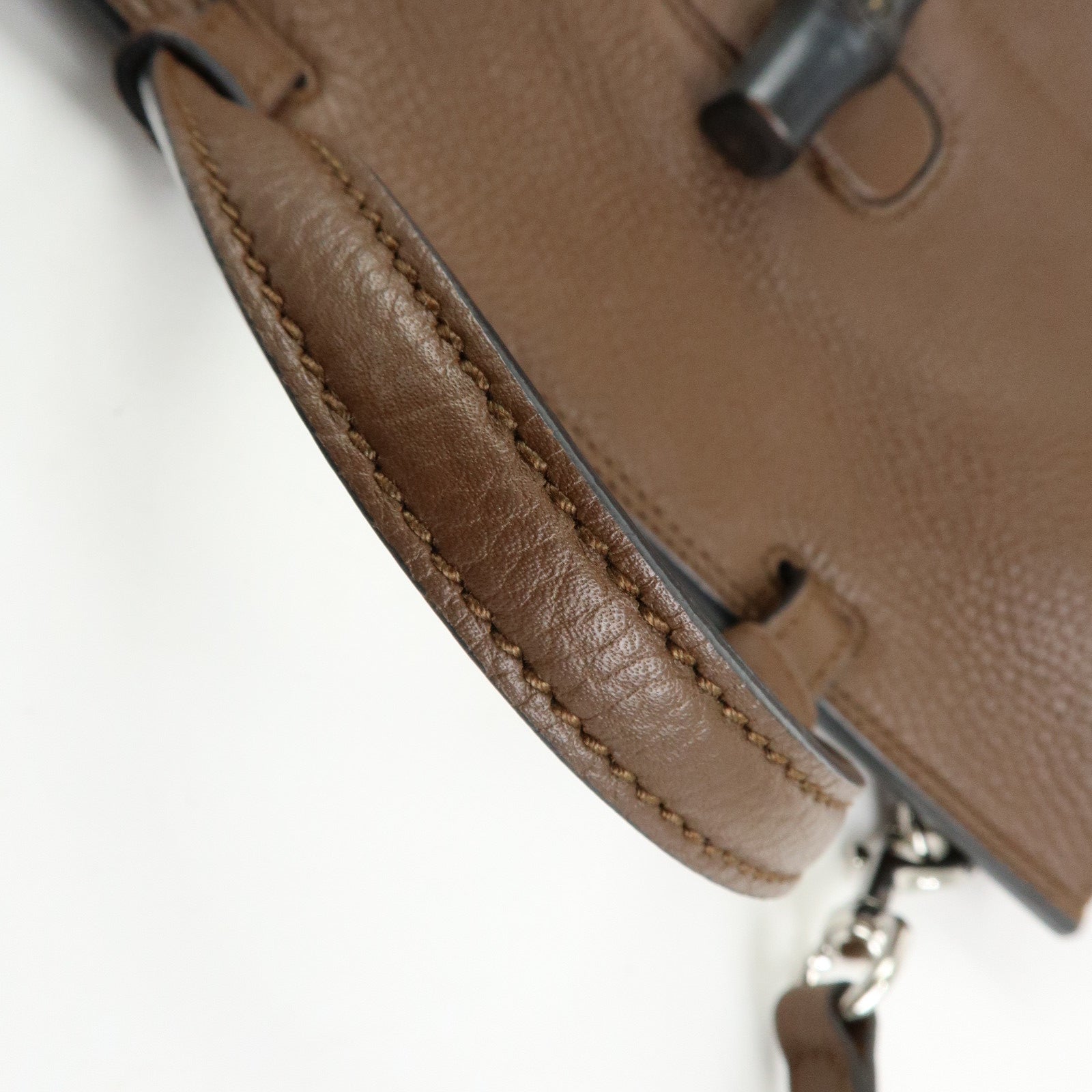 GUCCI Bamboo Daily Medium Leather 2Way Bag Limited Edition Brown 392013