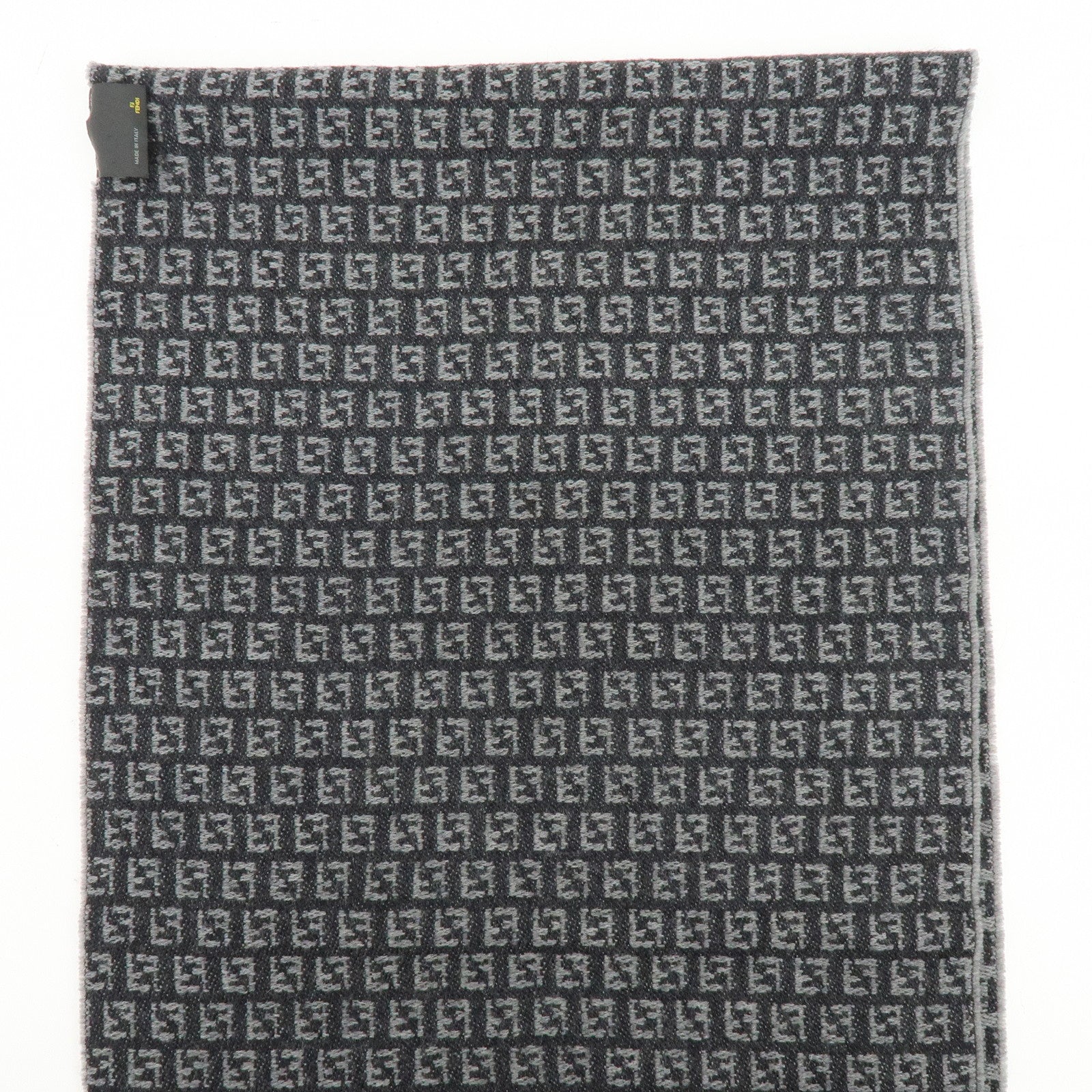 FENDI Set of 2 Zucca Zucchino Wool 100% Scarf Stole Black Gray