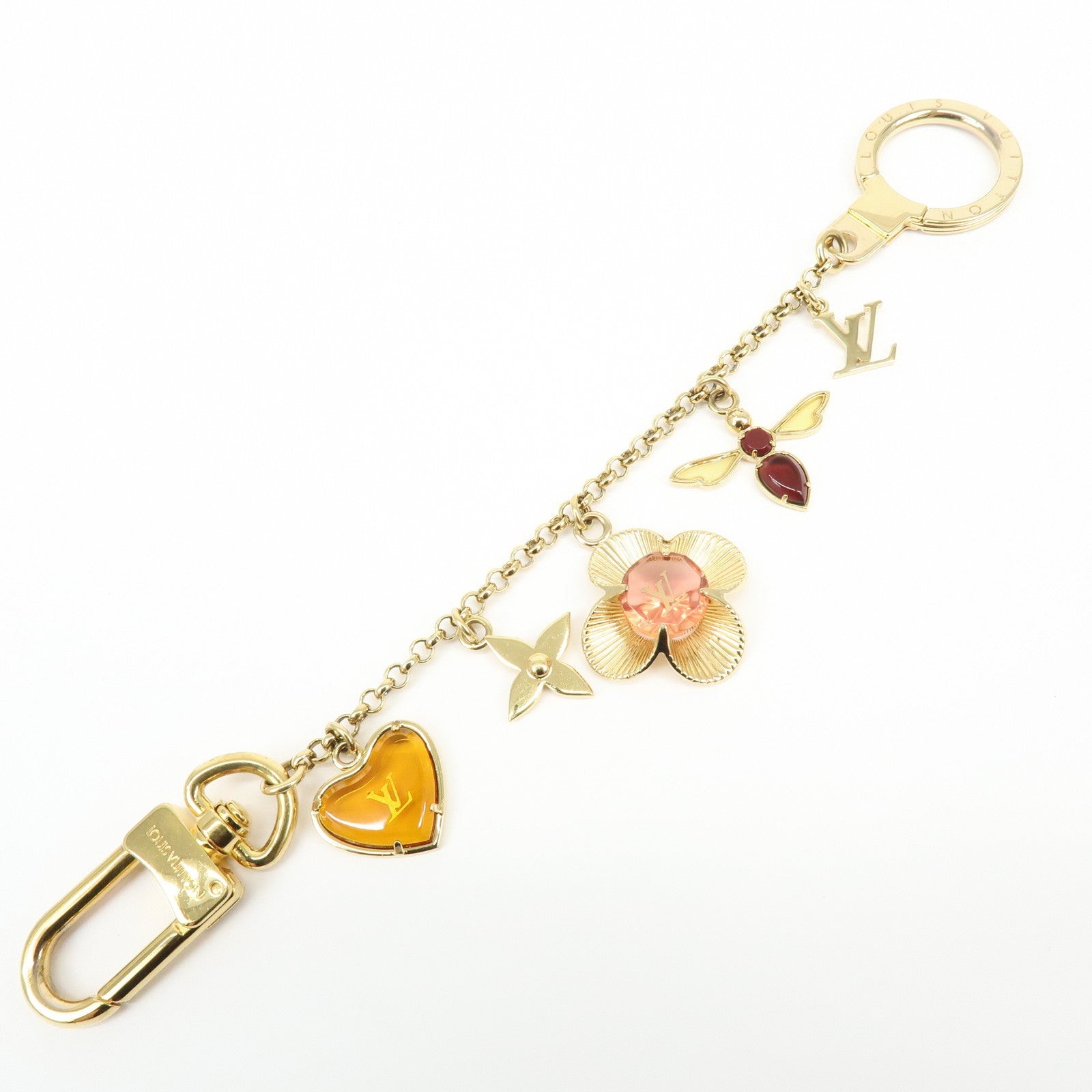 Louis Vuitton Bijou Sac Chaine Bee Fleur Bag Charm Gold M66911