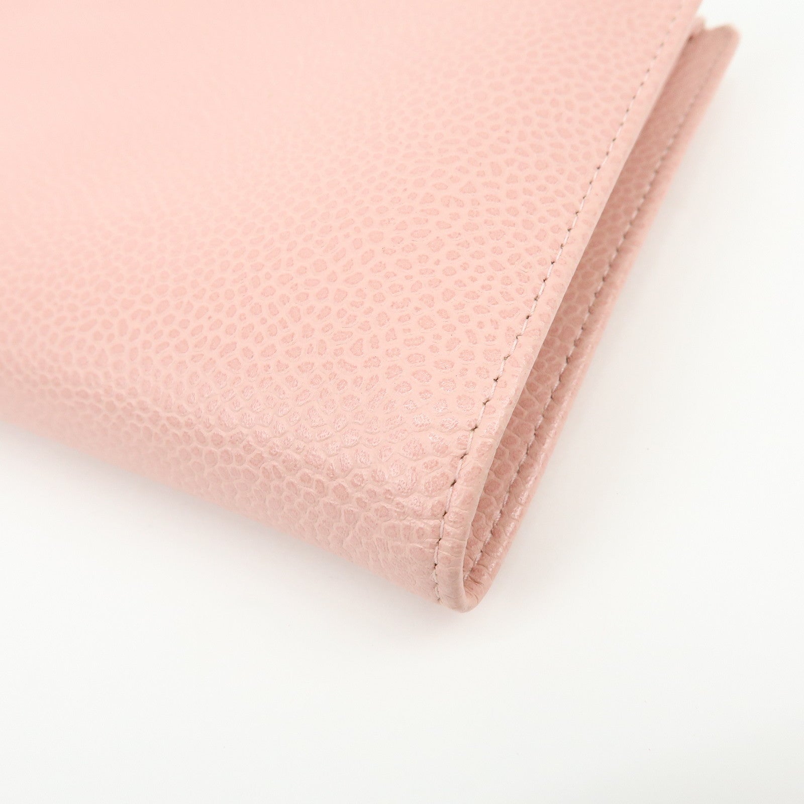 CHANEL COCO Mark Caviarskin Bi-fold Long Wallet Pink A13498