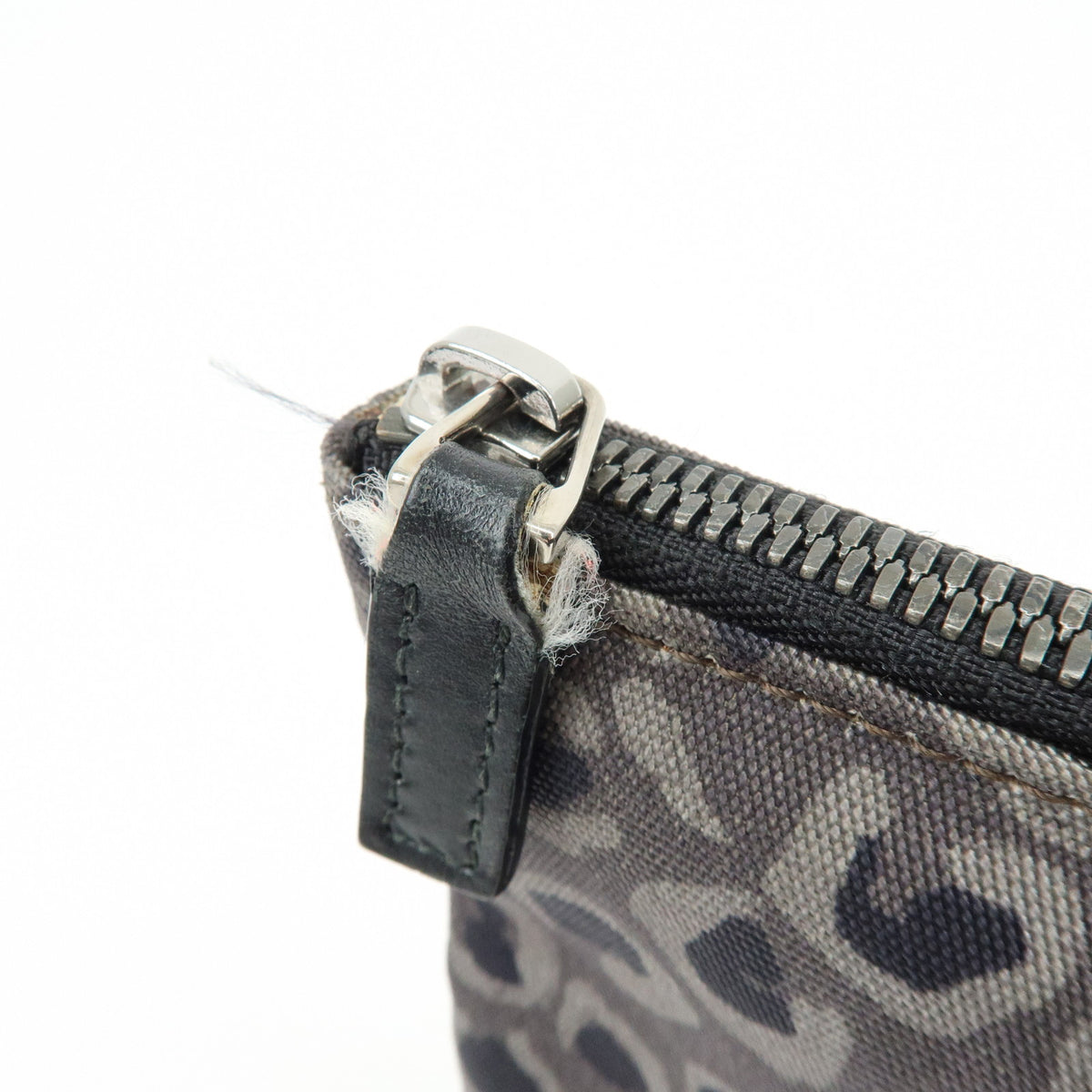 GUCCI Canvas Leather Clutch Bag Leopard Grey Black 353478