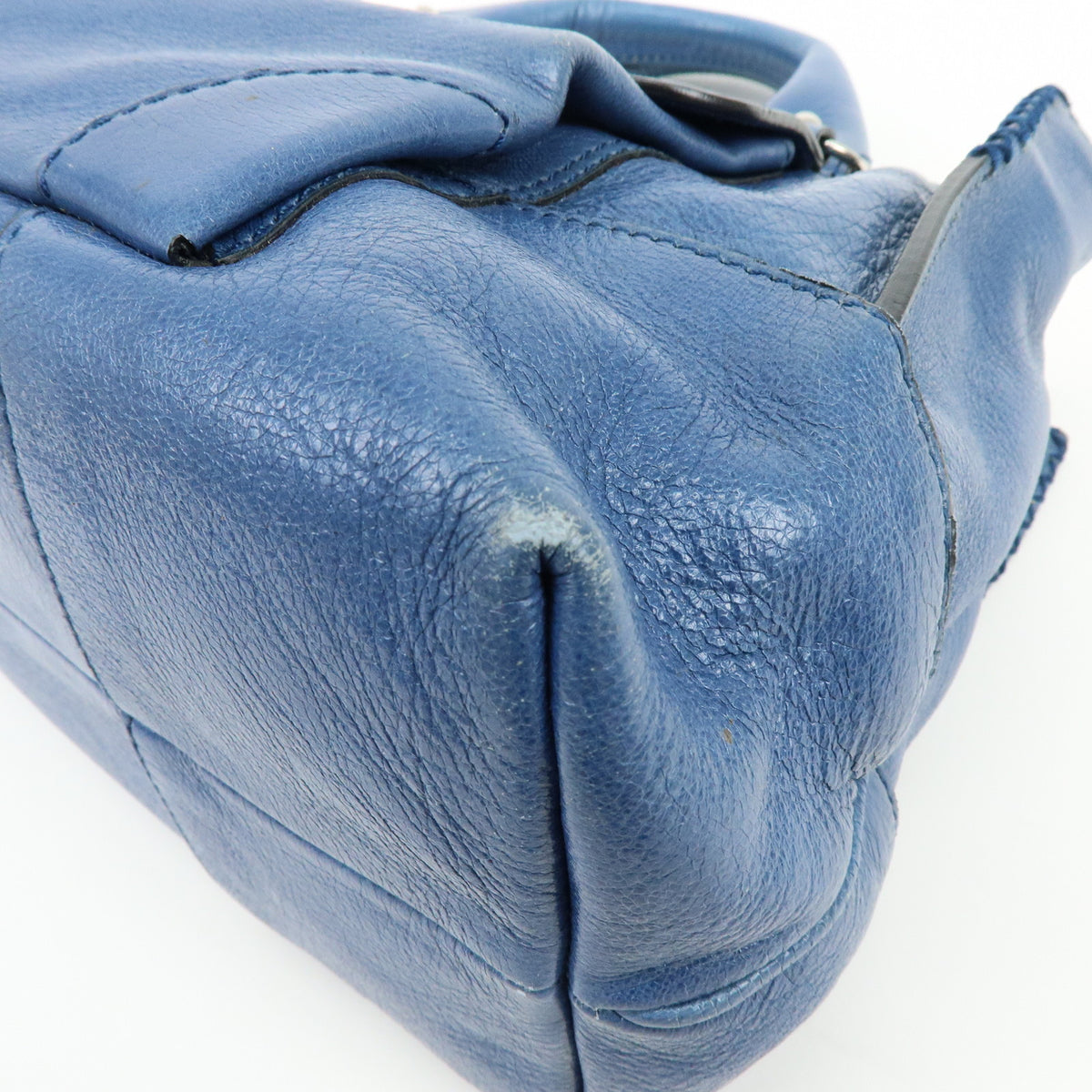 CELINE Logo Leather Boogie Bag Hand Bag Horse Bag Charm Blue