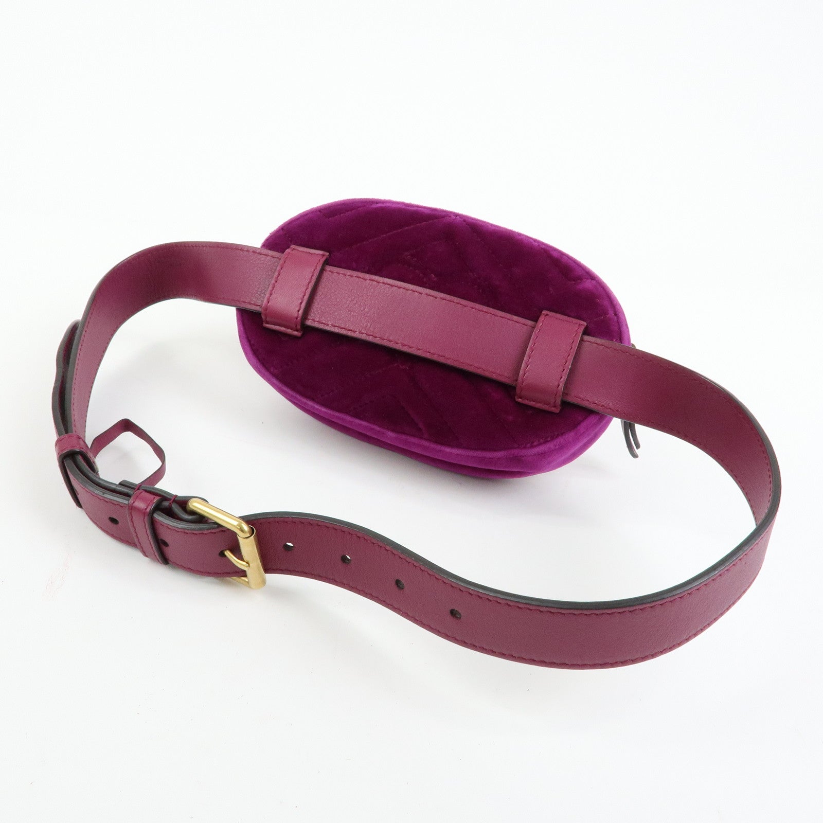 GUCCI GG Marmont Double G Velvet Leather Waist Pouch Body Bag 476434