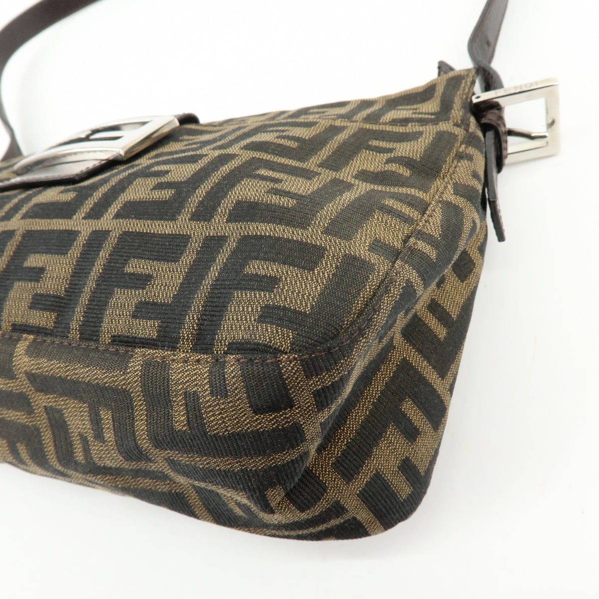 FENDI Zucca Canvas Leather Shoulder Bag Hand Bag Brown Black 26566