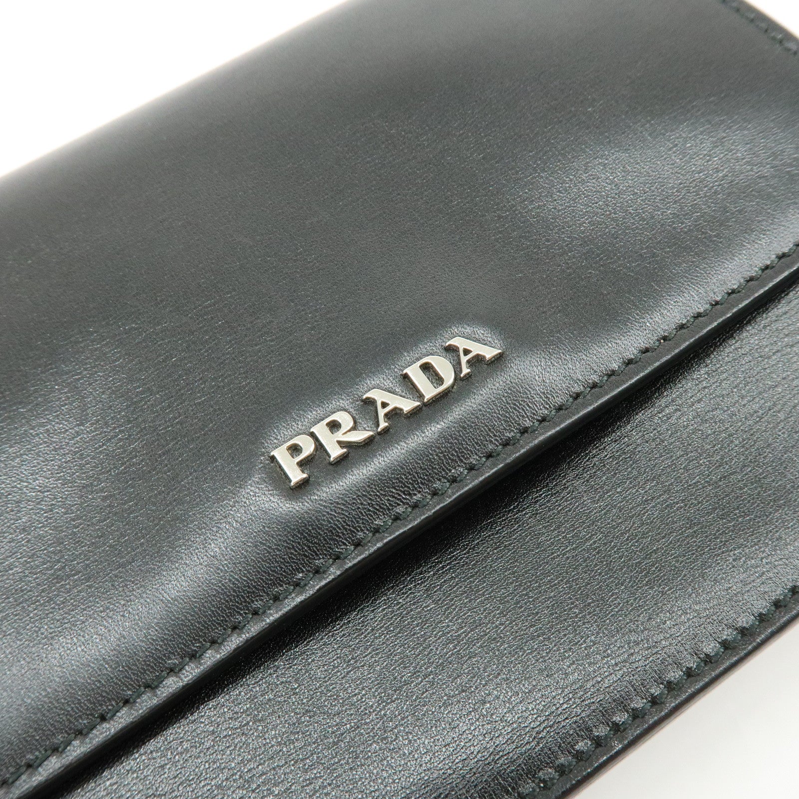 PRADA Leather 2Way Mini Shoulder Crossbody Bag Clutch Bag Black BT1031
