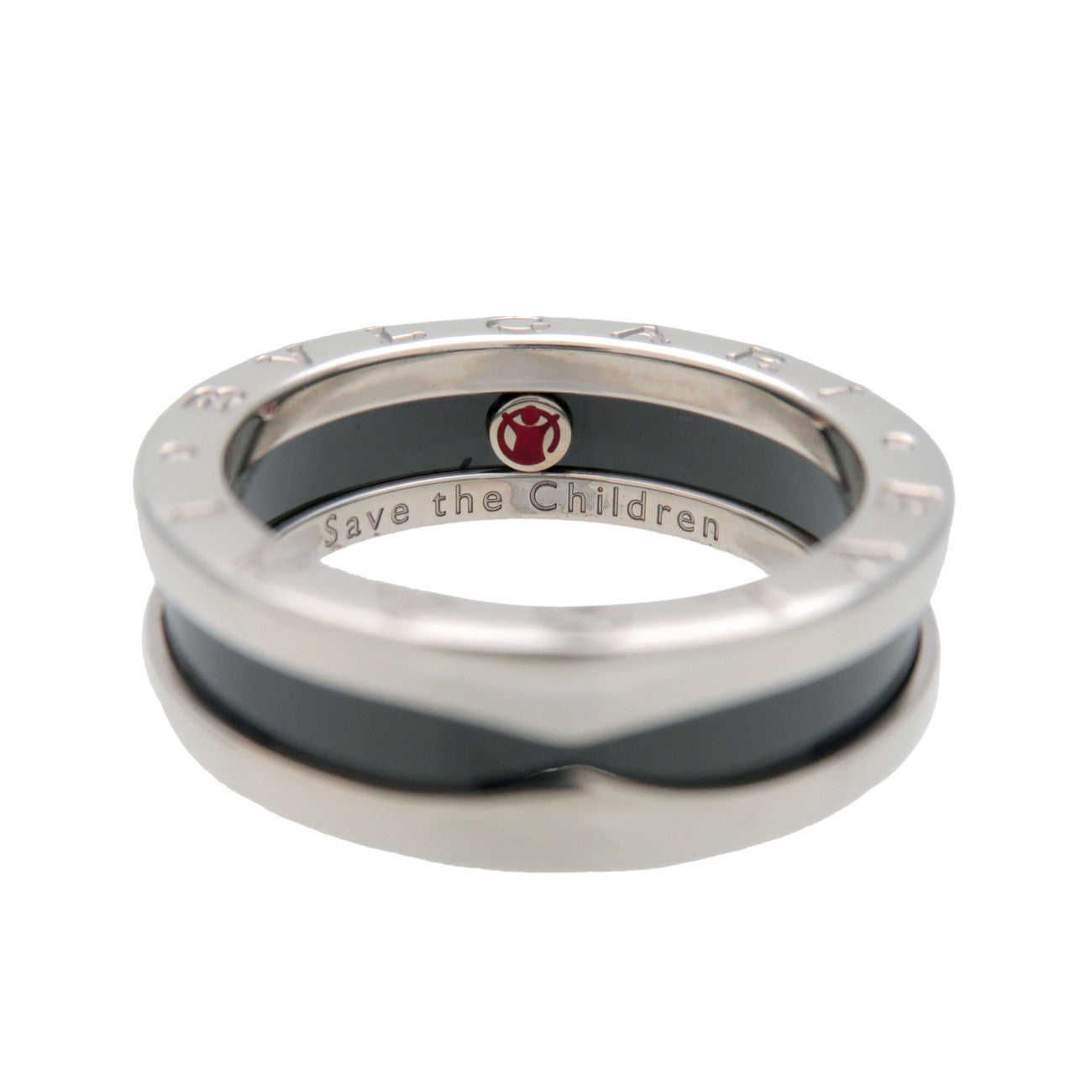 BVLGARI B-Zero1 Save the Children Ring SV925 Black Ceramic #56 US7.5