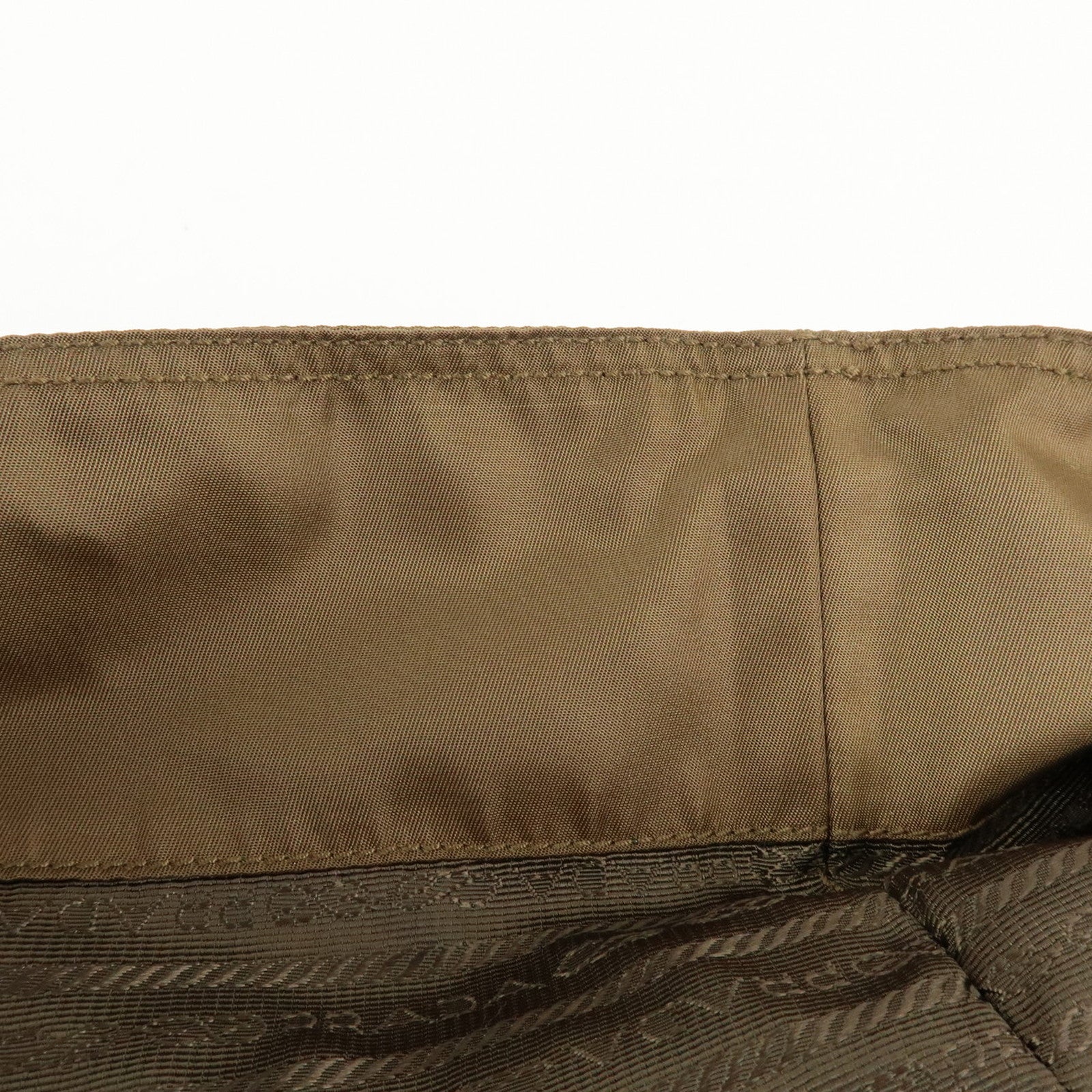 PRADA Bijoux Bear Motif Nylon Saffiano Leather Tote Bag Khaki Gold