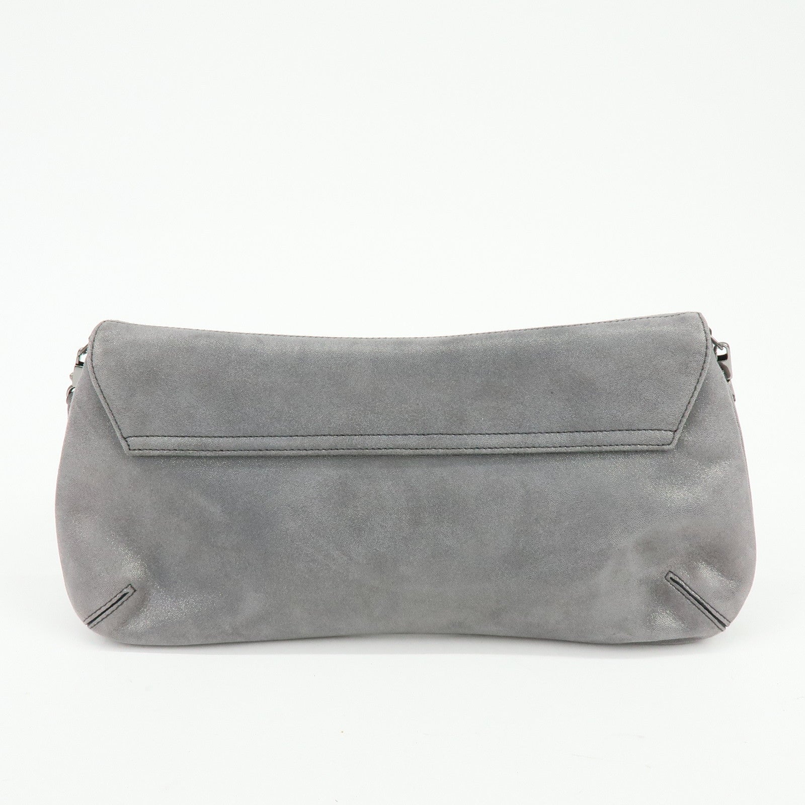 Ferragamo Vara Ribbon Leather Shoulder Bag Clutch Bag Metallic Gray
