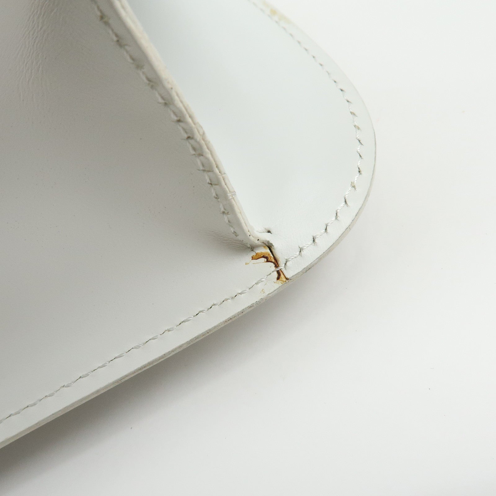 CELINE Leather Top Handle 2Way Bag Hand Bag Shoulder Bag White